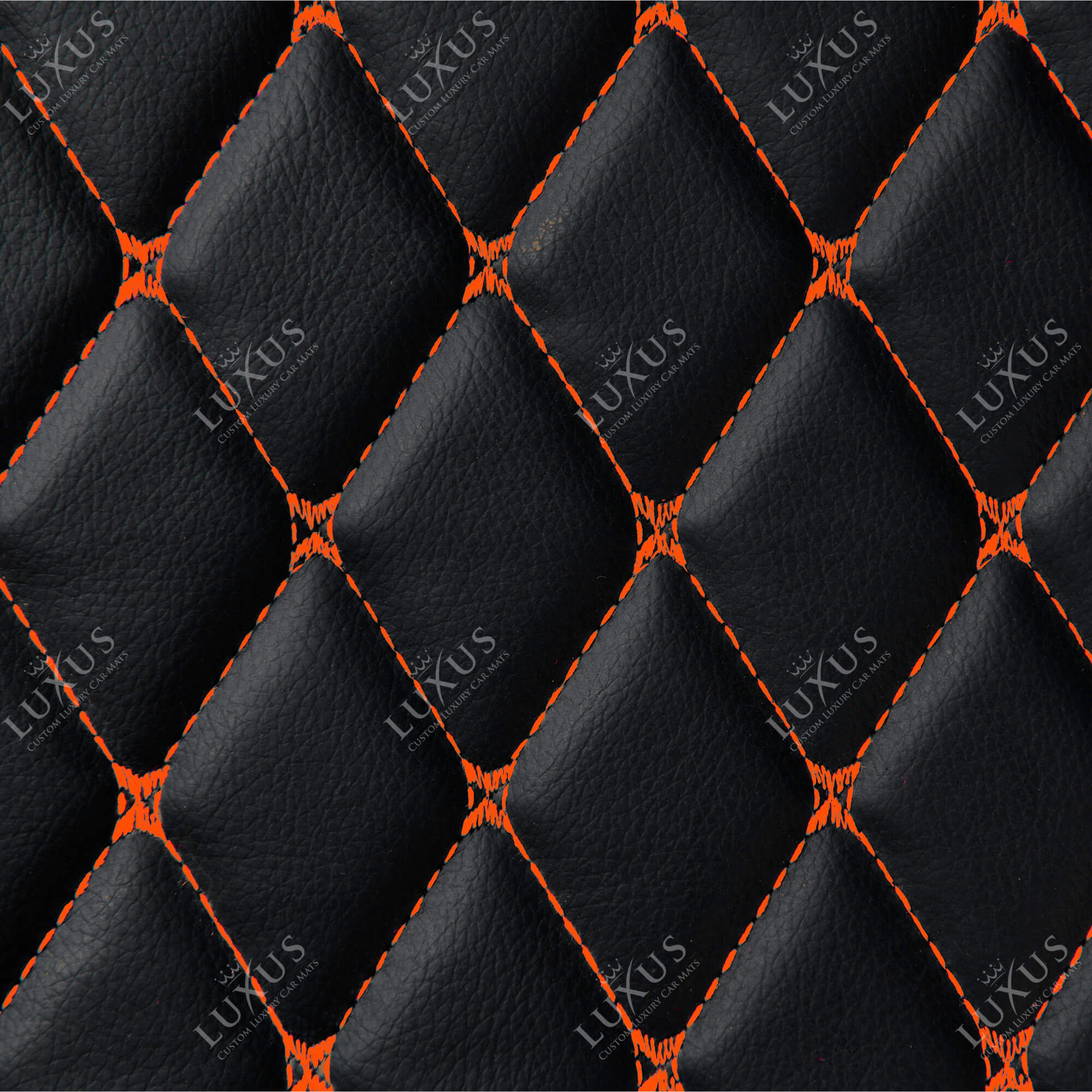 Luxus Car Mats™ – Luxus-Automatten-Set mit schwarzen und orangefarbenen Nähten