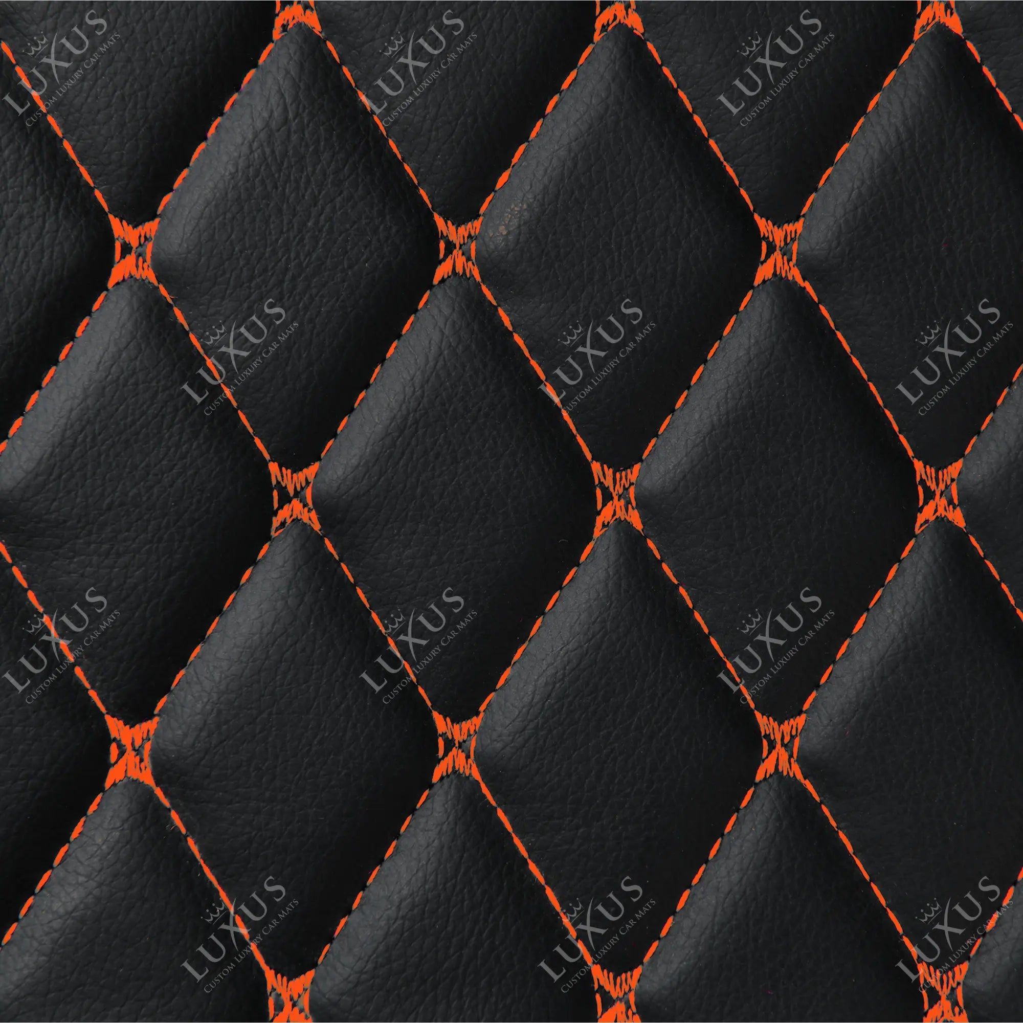 Black & Orange Stitching 3D Diamond Luxury Boot/Trunk Mat