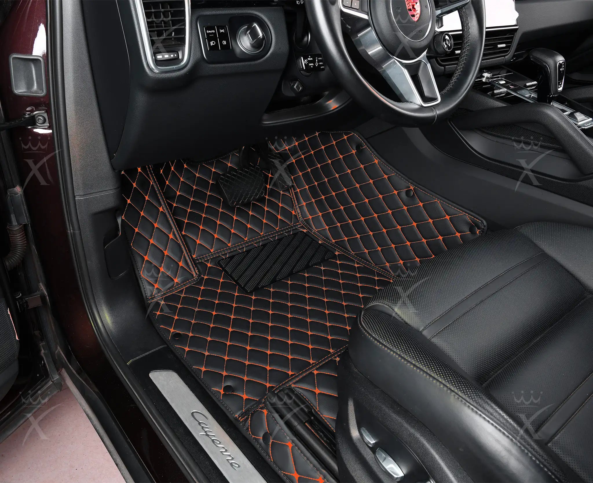 Luxus Car Mats™ - Luxe automattenset met zwarte en oranje stiksels