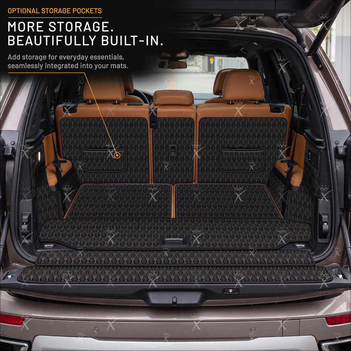 Luxus Twin-Diamond 360Fit Series Trunk Mat | Black & Purple Stitching