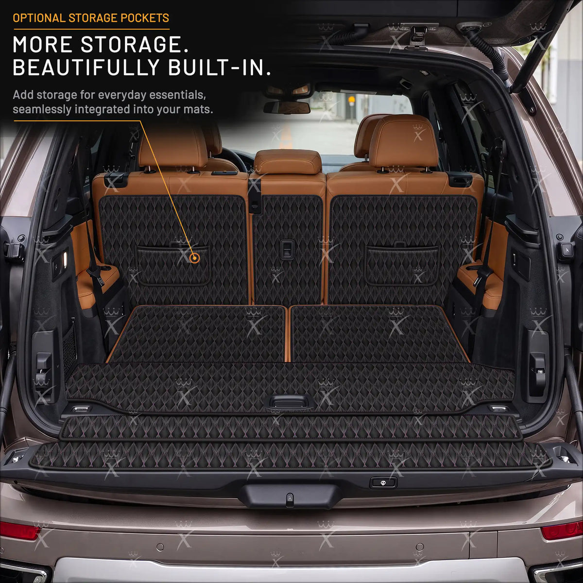 Luxus Car Mats™ - Zwarte en zwarte stiksels 3D luxe lederen koffer-/koffermat