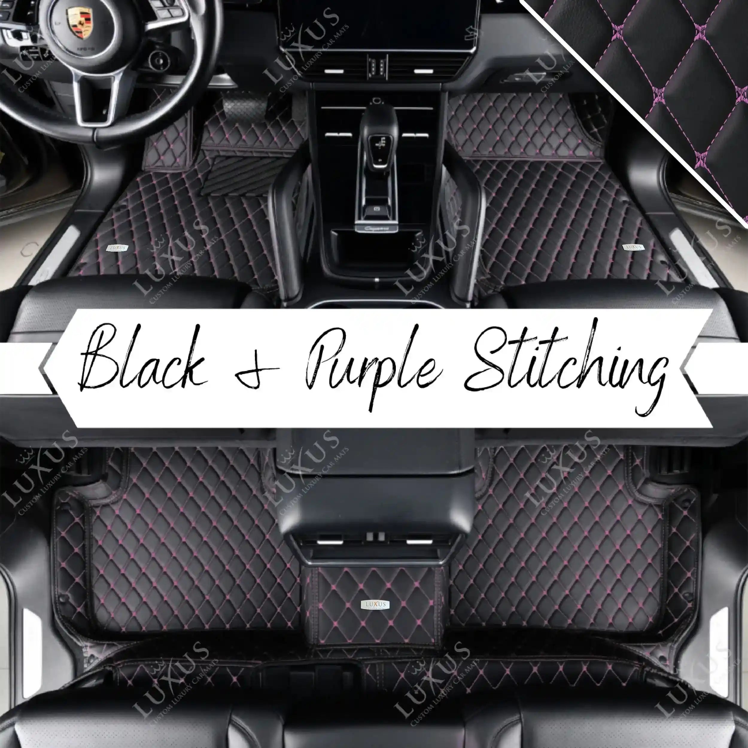 Luxus Car Mats™ – Luxus-Automatten-Set mit schwarzen und violetten Nähten