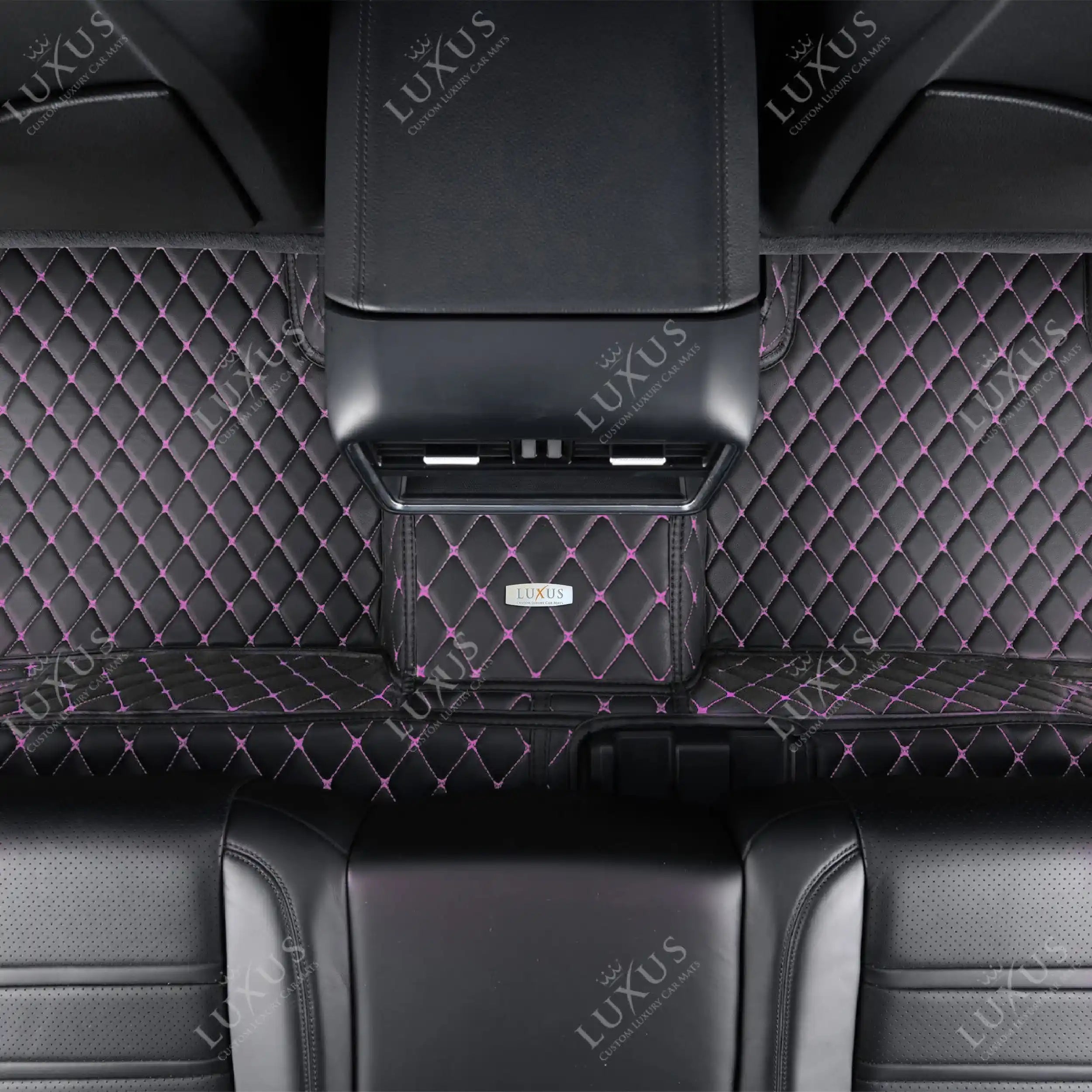 Black & Purple Stitching Diamond Luxury Car Mats Set