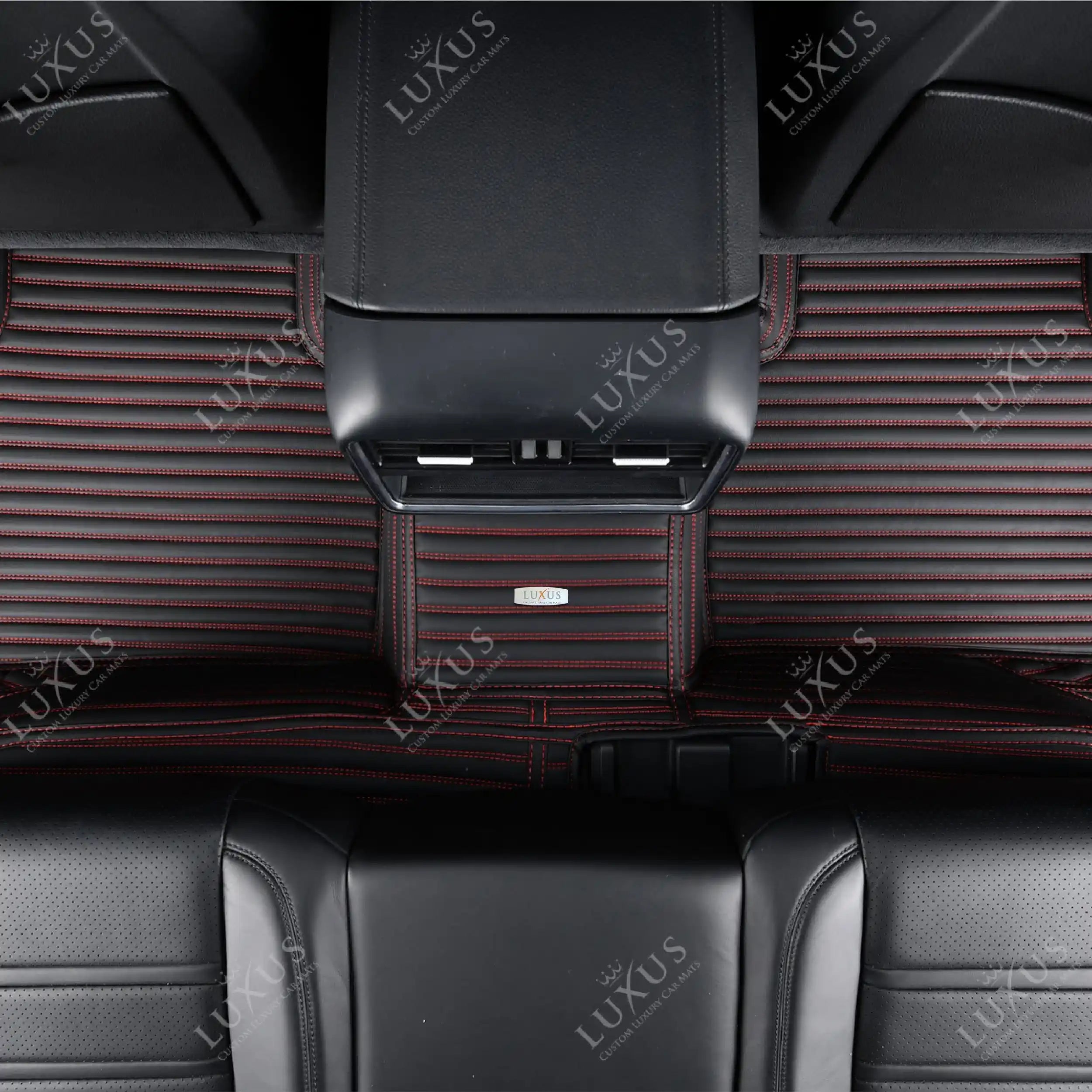 Luxus Premium Stripe Custom Car Mats Set | Black & Red Stitching