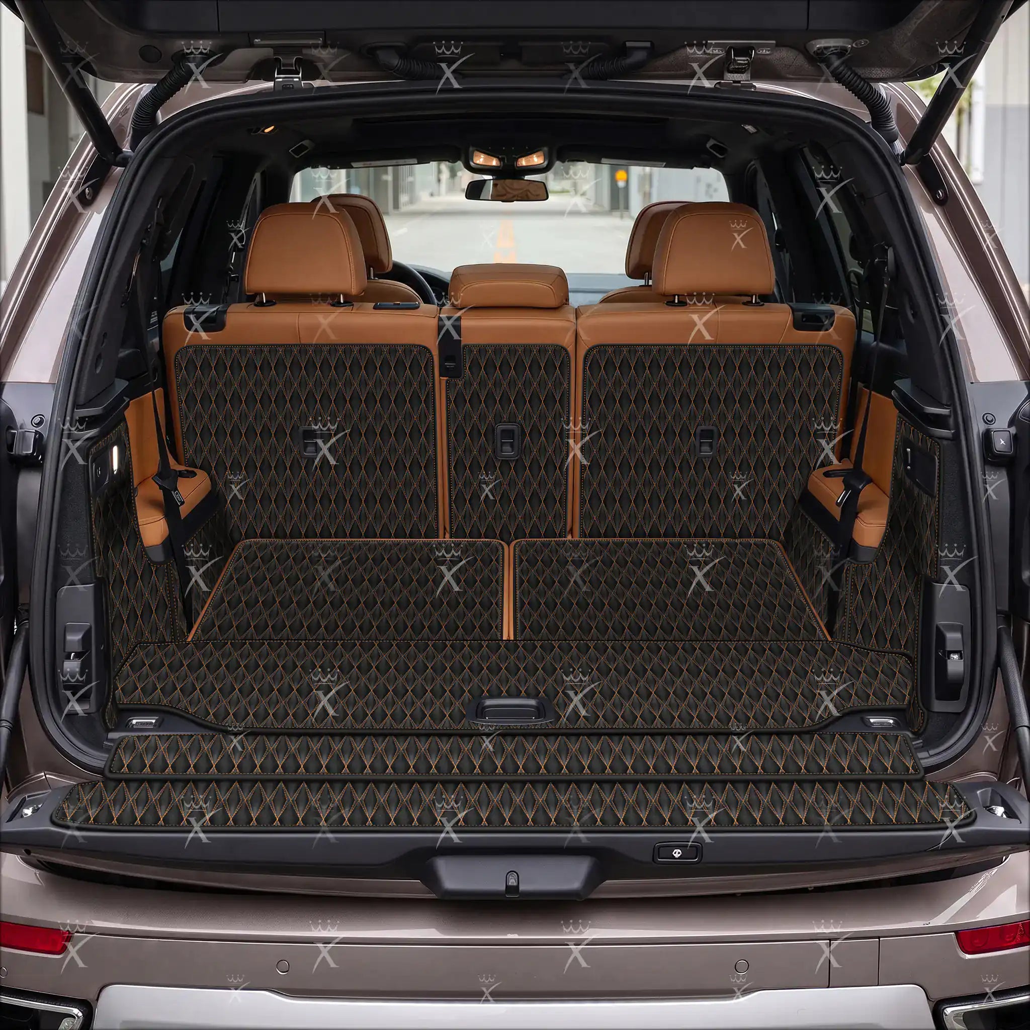 Luxus Car Mats™ - Svart og svart søm 3D luksusskinnstøvel/bagasjematte