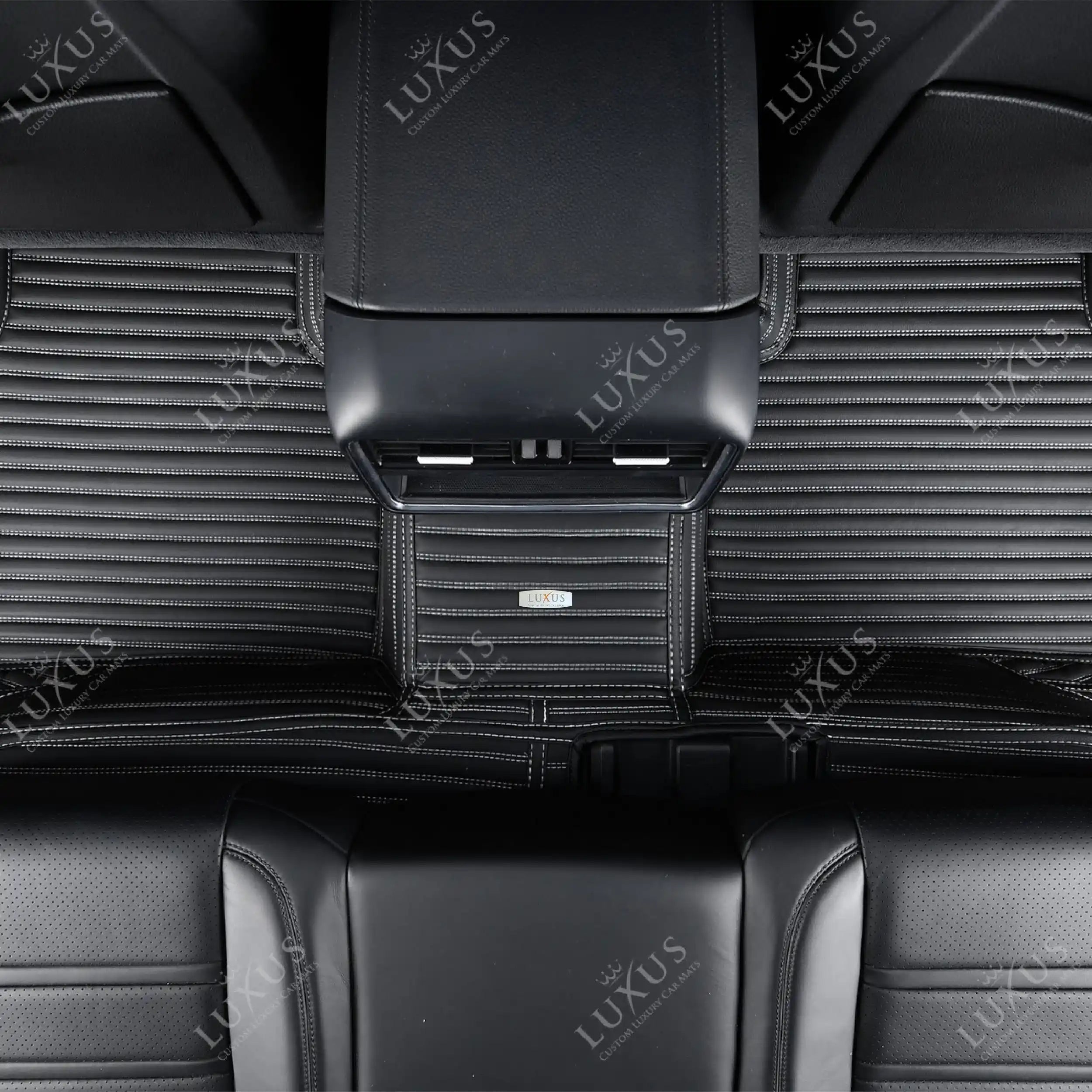 Luxus Premium Stripe Custom Car Mats Set | Black & White Stitching