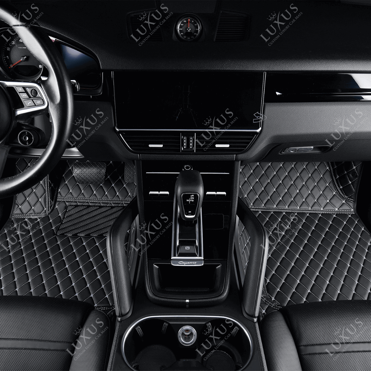 Luxus Car Mats™ - Zwart-wit gestikte luxe automatten set