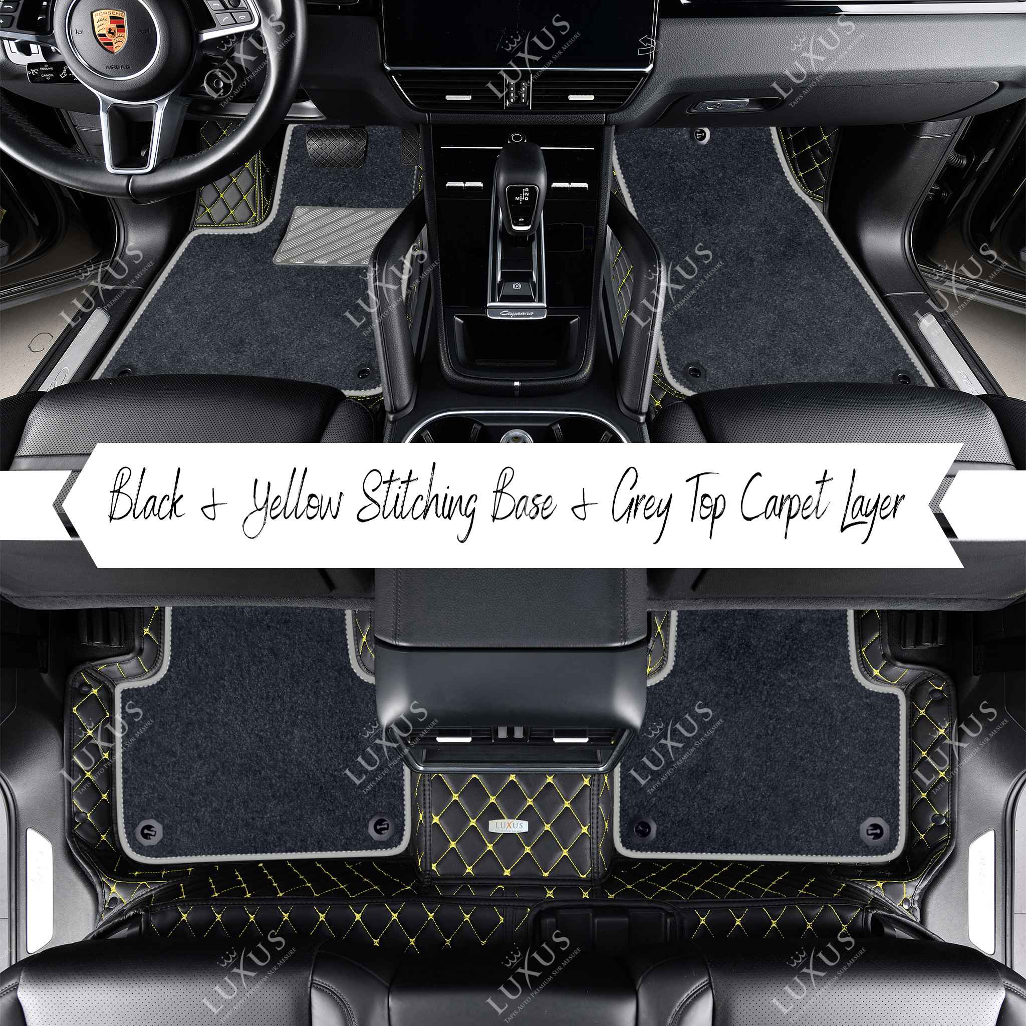 Luxus Car Mats™ - svart og blå søm Luksus bilmattesett