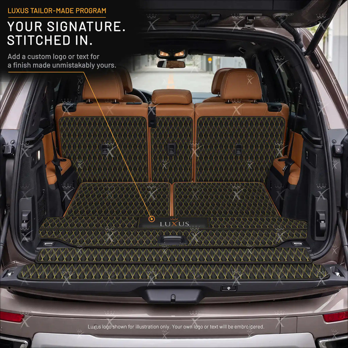 Luxus Car Mats™ - Svart og svart søm 3D luksusskinnstøvel/bagasjematte
