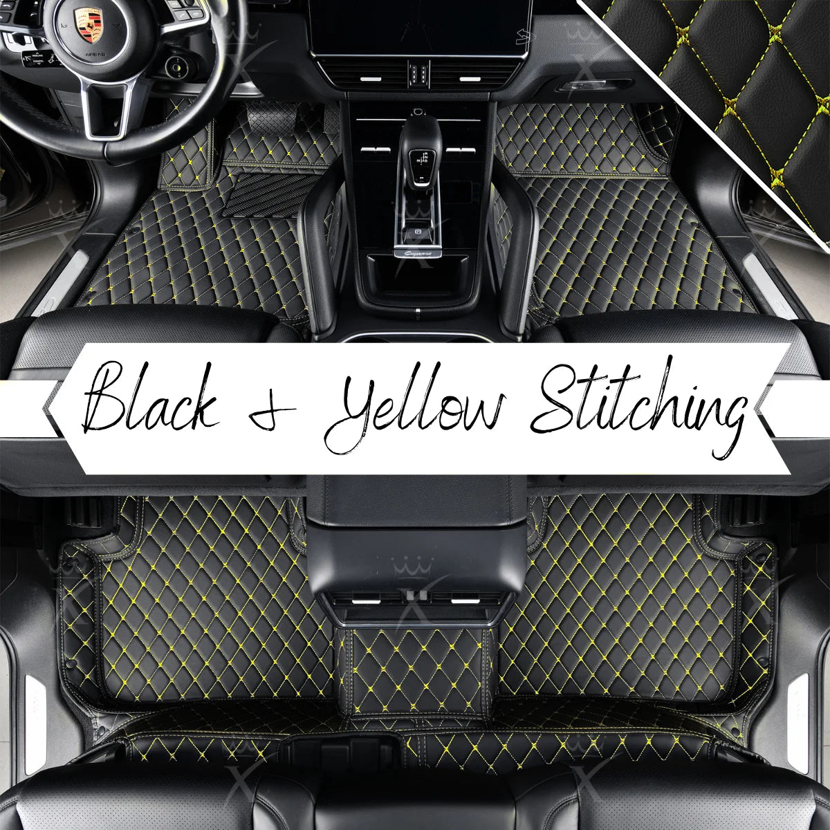 Luxus Car Mats™ - Luxe automattenset met zwarte en gele stiksels