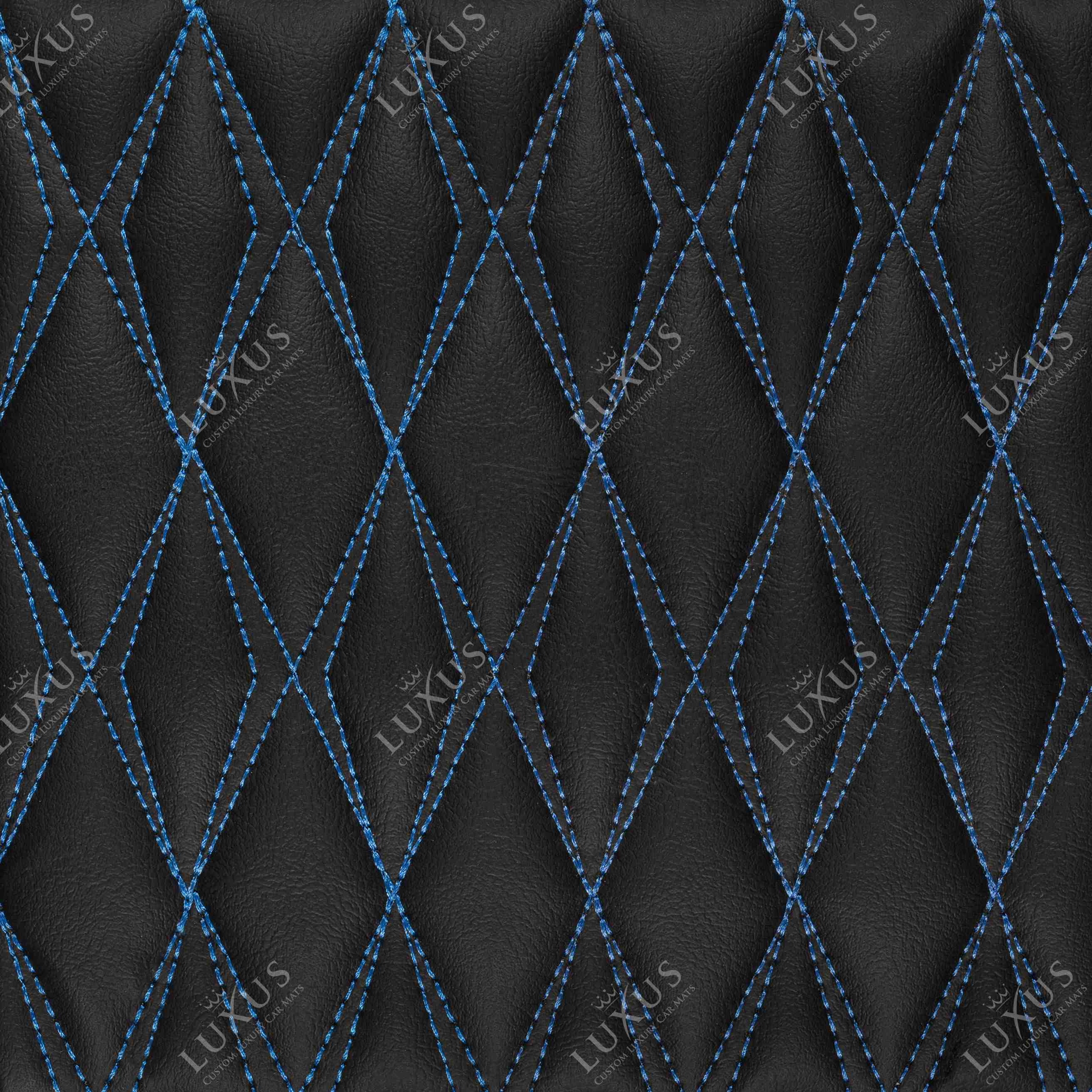 Luxus Premium Twin-Diamond Custom Luxury Car Mats Set | Black & Blue Stitching