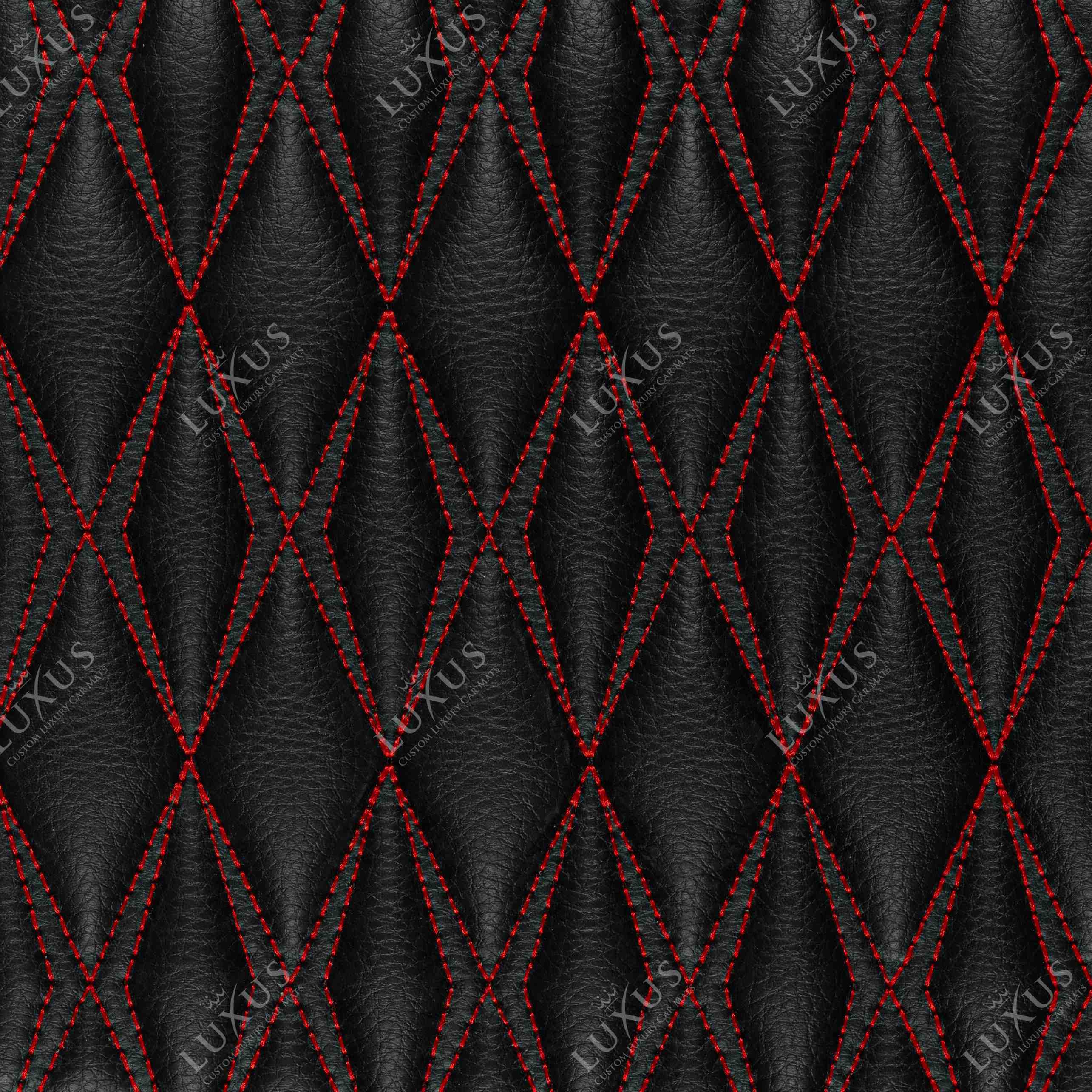 Luxus Premium Twin-Diamond Custom Luxury Car Mats Set | Black & Red Stitching