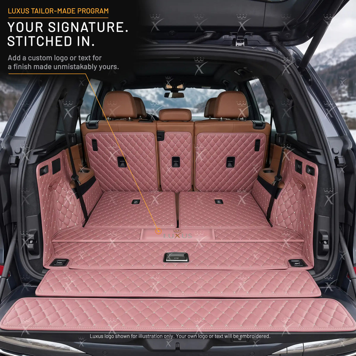 Luxus Car Mats™ - Svart og beige søm 3D luksuslærstøvel/bagasjematte