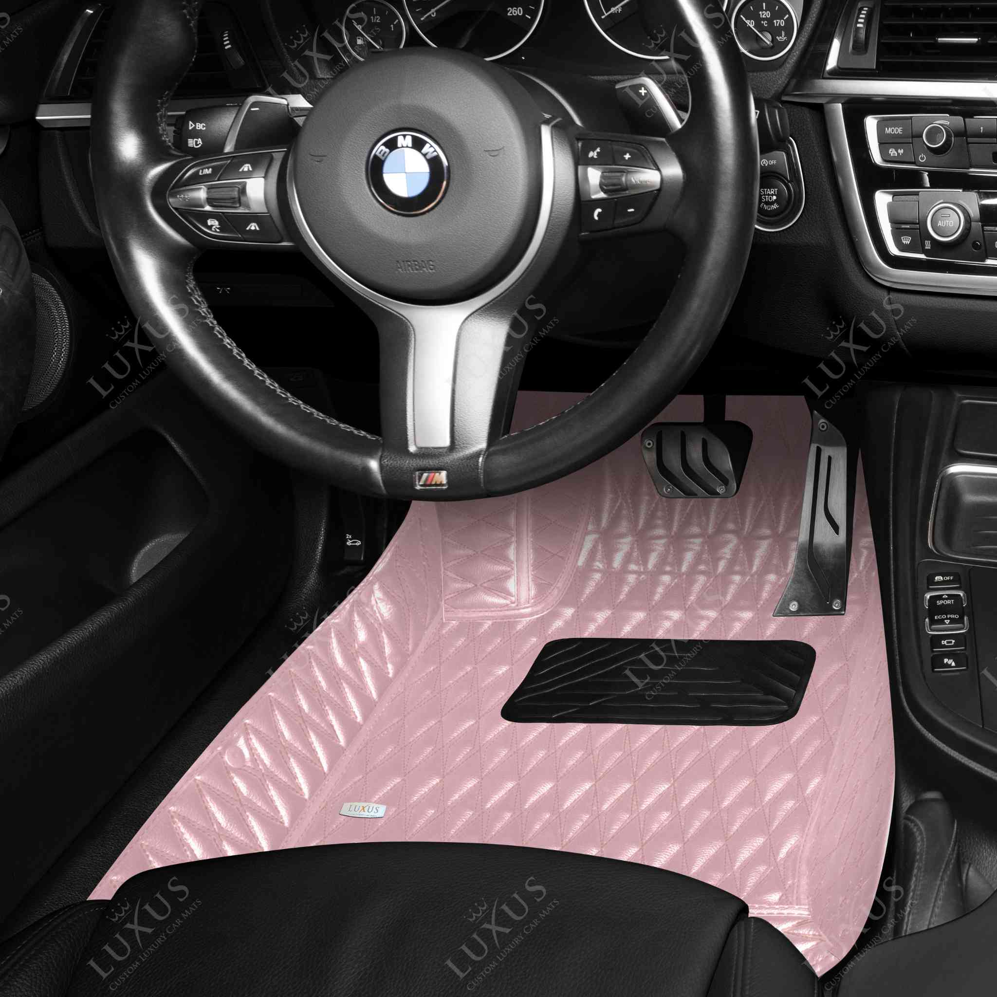 Luxus Premium Twin-Diamond Custom Luxury Car Mats Set | Blossom Pink