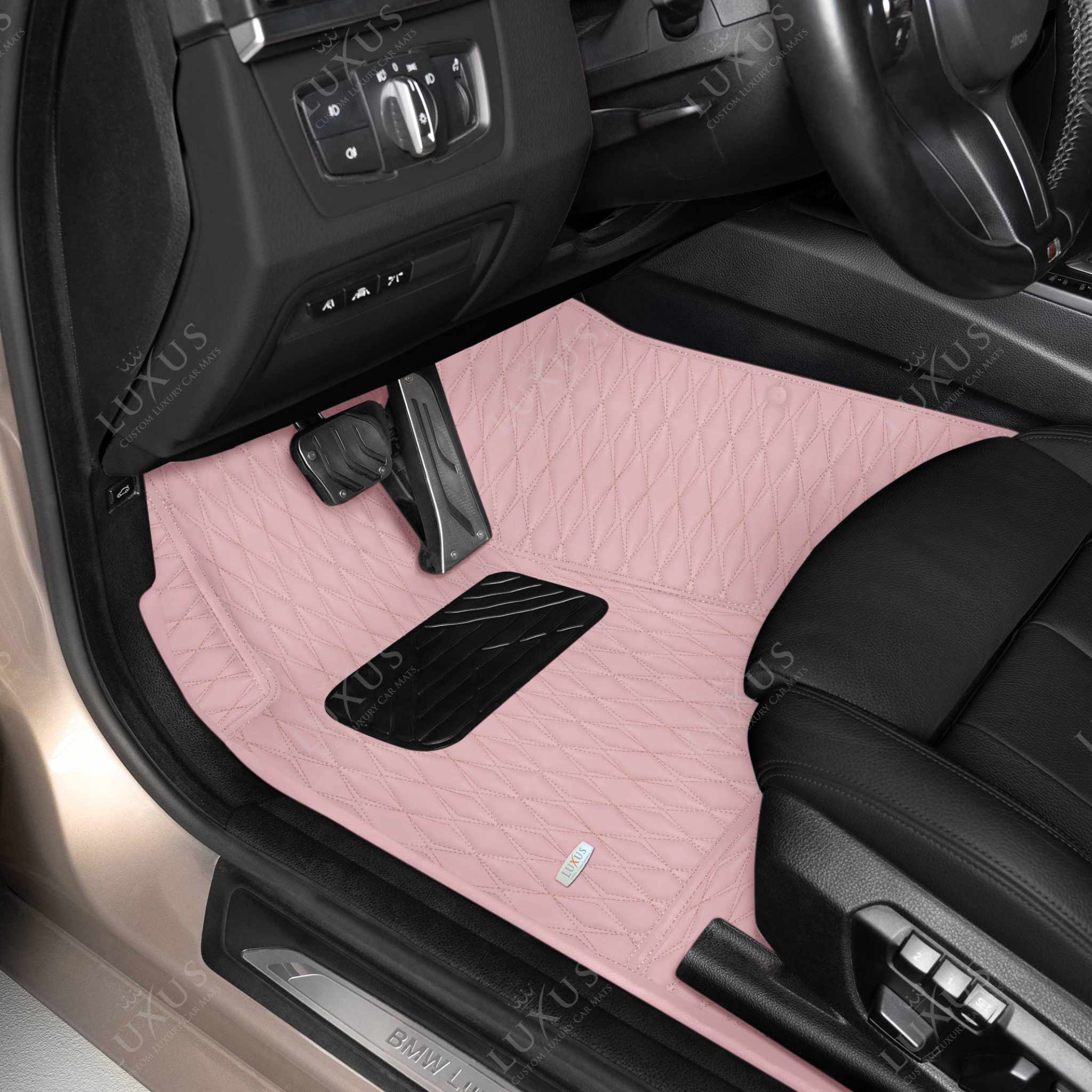 Luxus Premium Twin-Diamond Custom Luxury Car Mats Set | Blossom Pink