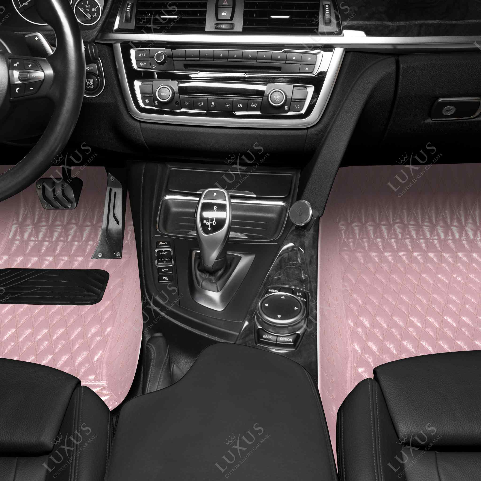 Luxus Premium Twin-Diamond Custom Luxury Car Mats Set | Blossom Pink