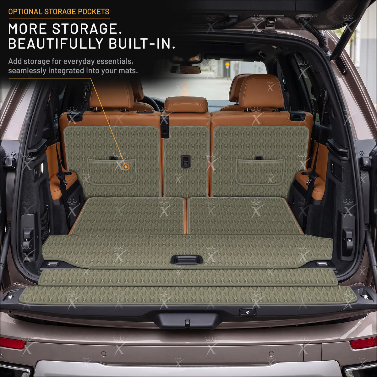 Luxus Car Mats™ - Zwarte en zwarte stiksels 3D luxe lederen koffer-/koffermat