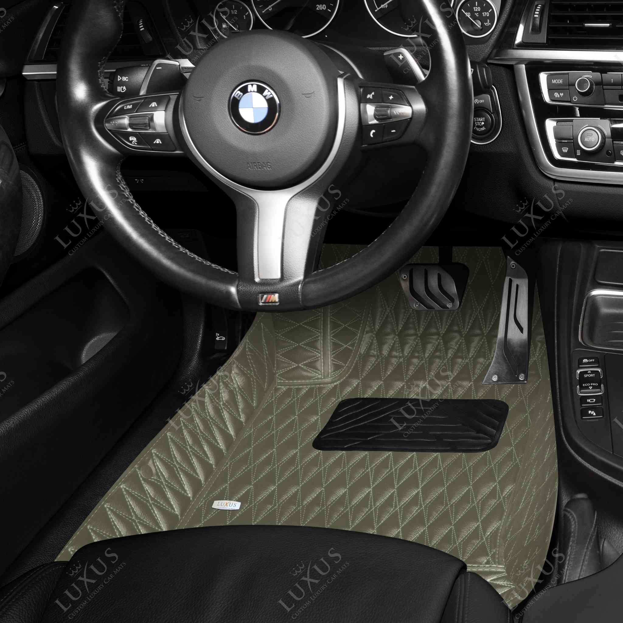 Luxus Premium Twin-Diamond Custom Luxury Car Mats Set | Brownish Grey