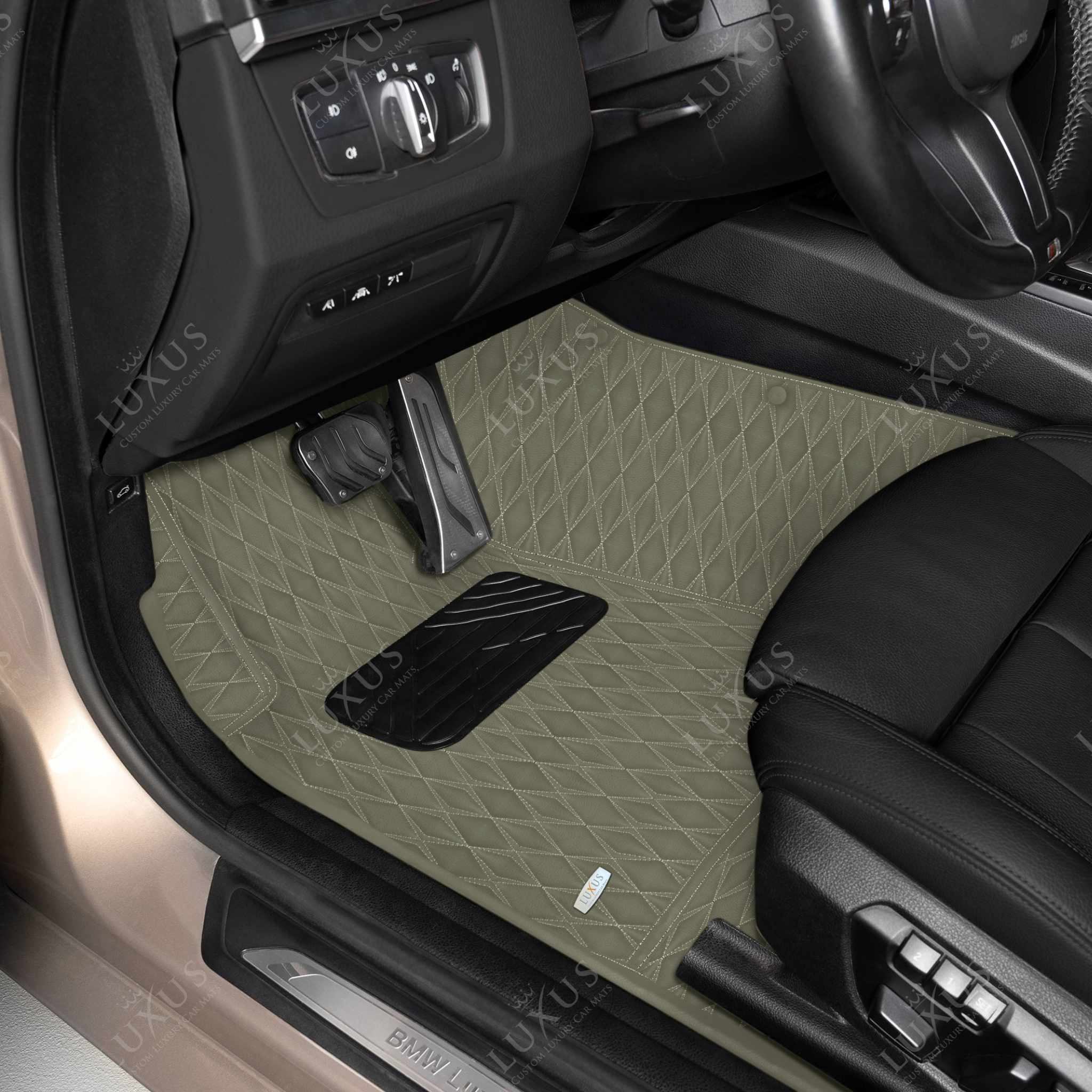 Luxus Premium Twin-Diamond Custom Luxury Car Mats Set | Brownish Grey