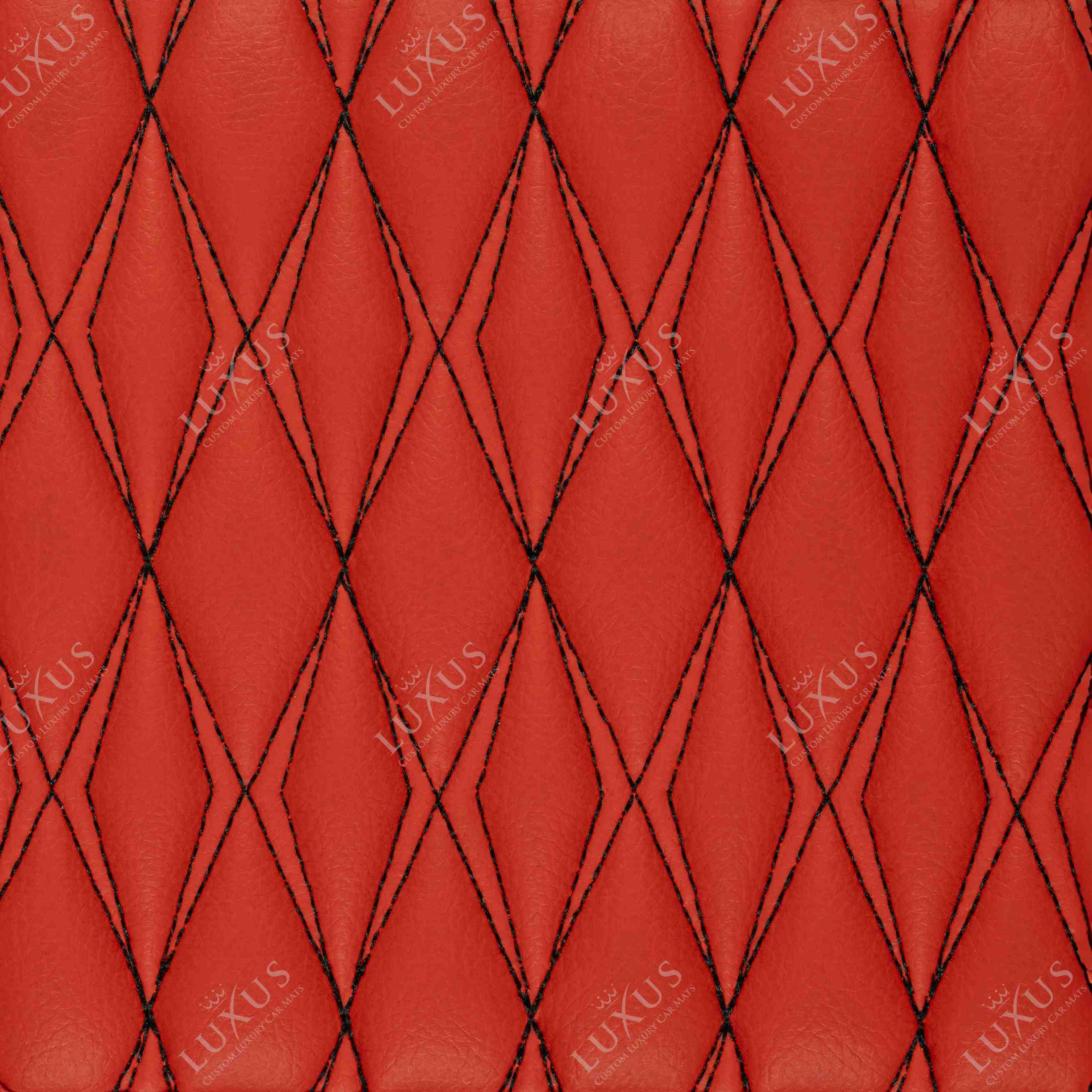 Luxus Premium Twin-Diamond Custom Luxury Car Mats Set | Ferrari Red Black Stitching