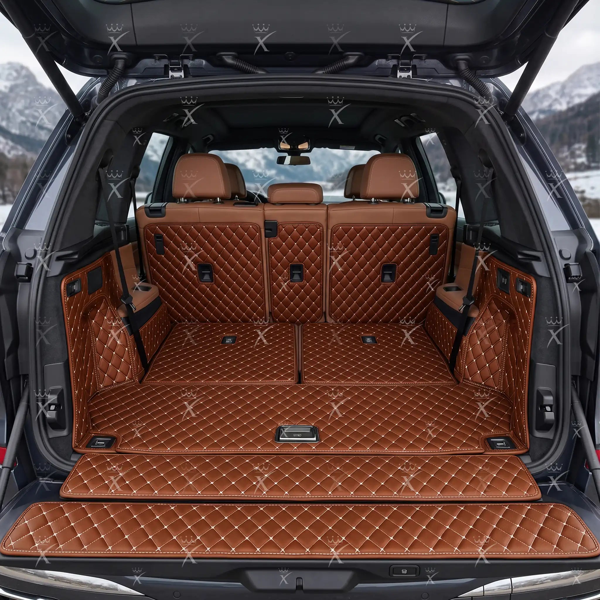 Luxus Car Mats™ - Karamellbrun 3D luksusskinnstøvel/bagasjematte