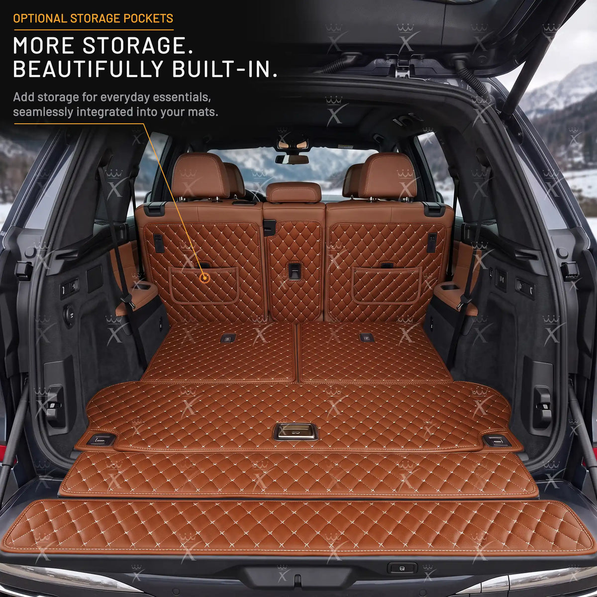 Luxus Diamond XtendFit Series Trunk Mat | Caramel Brown
