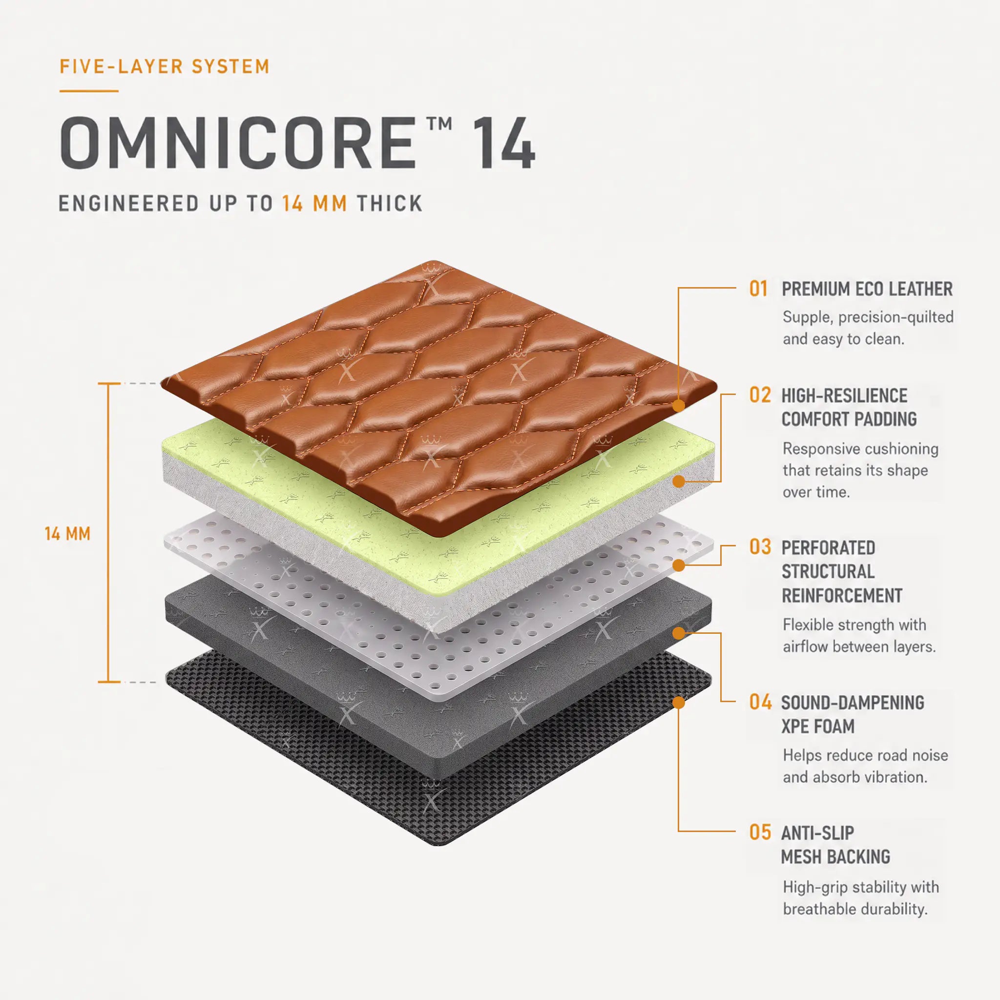 Luxus Honeycomb Series Floor Mats | Caramel Brown