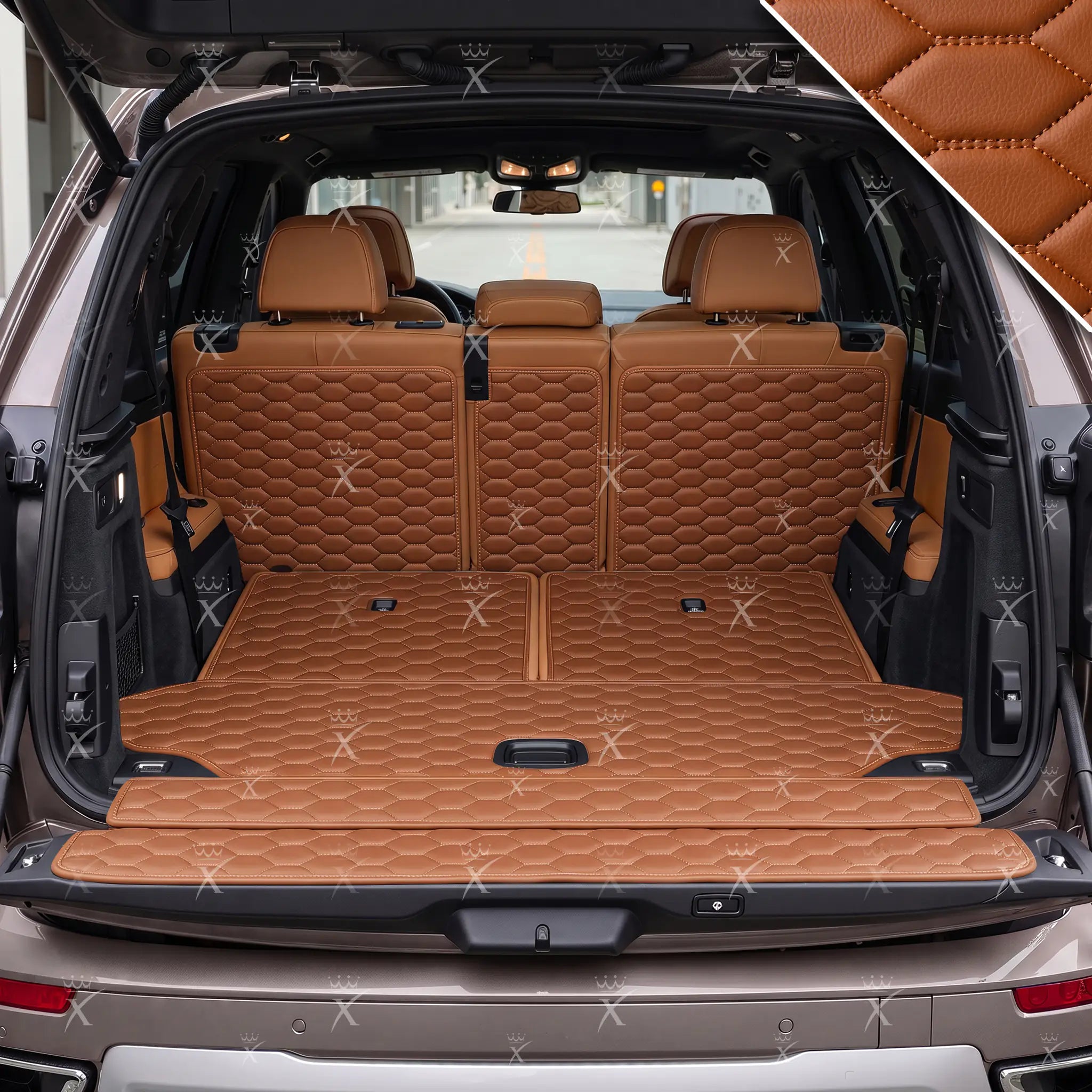 Luxus Honeycomb XtendFit Series Trunk Mat | Caramel Brown