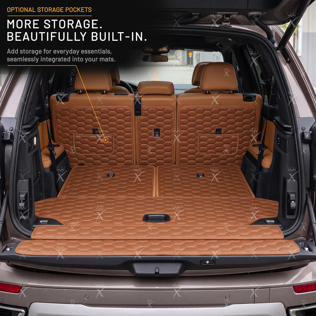 Luxus Honeycomb XtendFit Series Trunk Mat | Caramel Brown