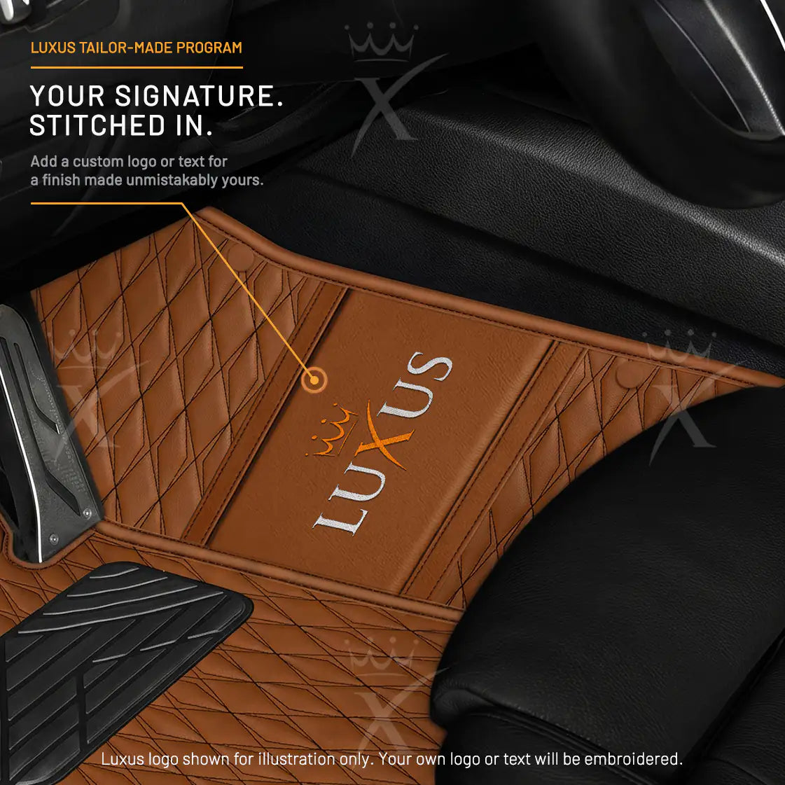 Luxus Twin-Diamond Double Layer Series Floor Mats | Chocolate Brown & Obsidian Black Top Carpet