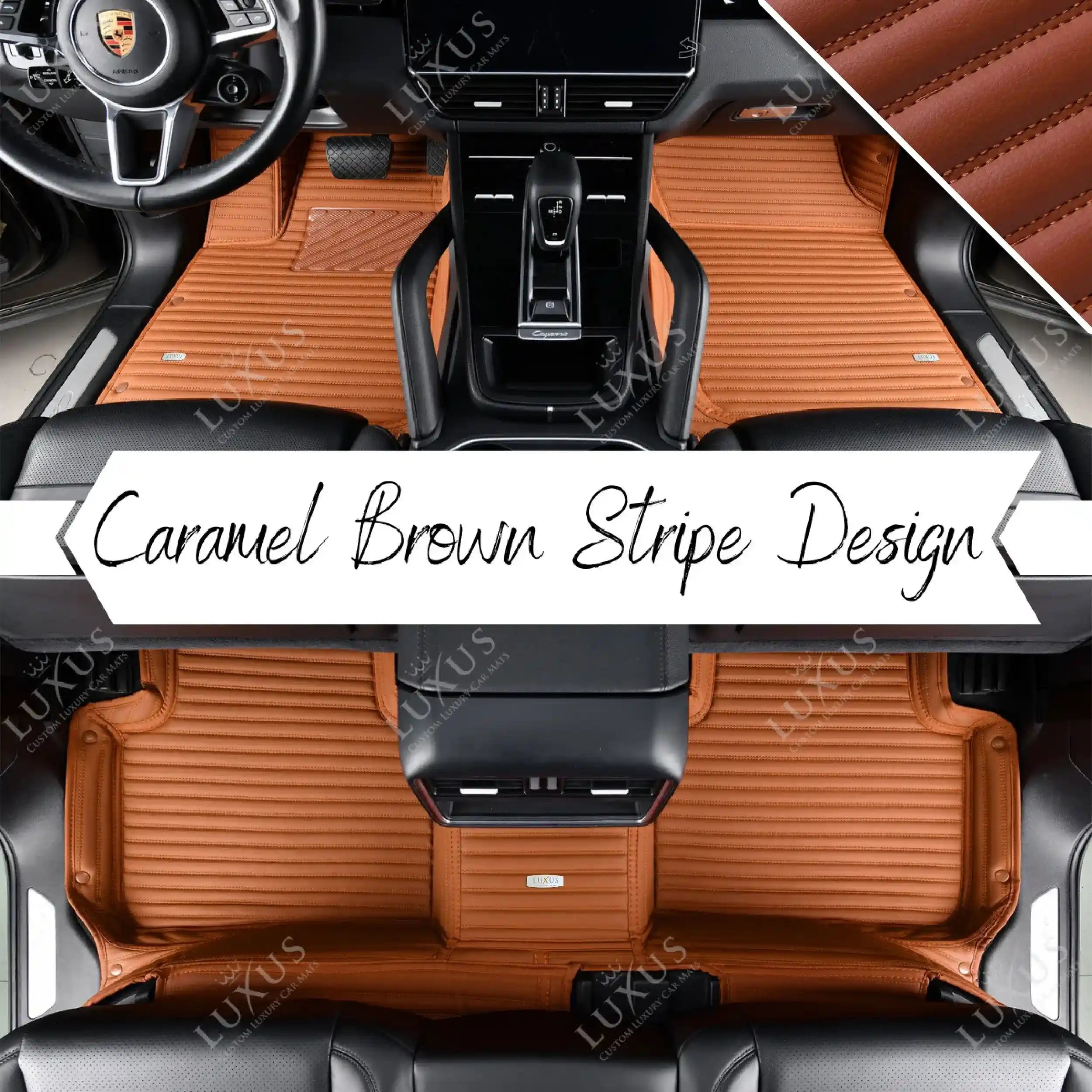 Luxus Car Mats™ - Set di tappetini per auto di lusso a righe marrone caramello