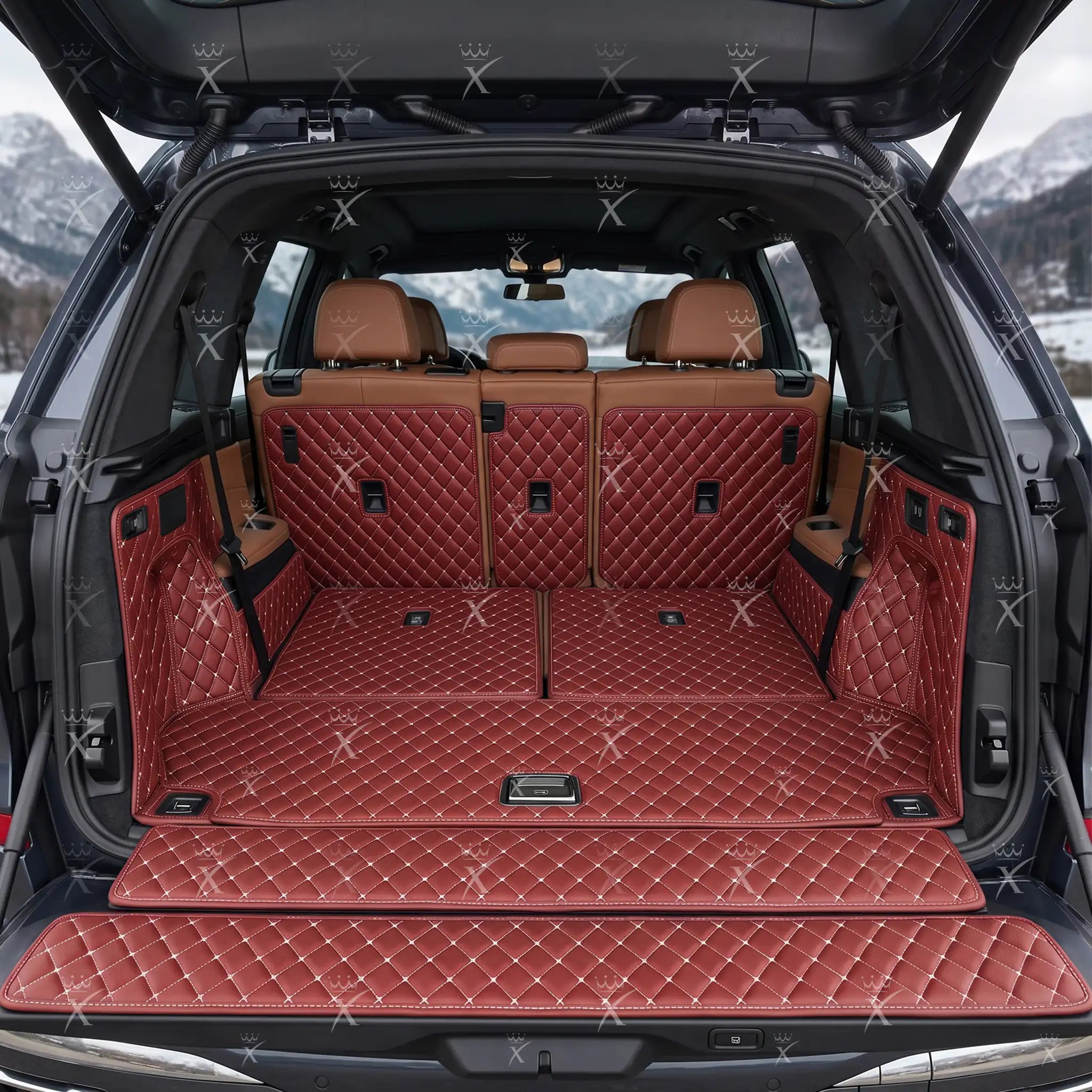 Luxus Car Mats™ - Kirsebærrød 3D luksusskinnstøvel/bagasjematte