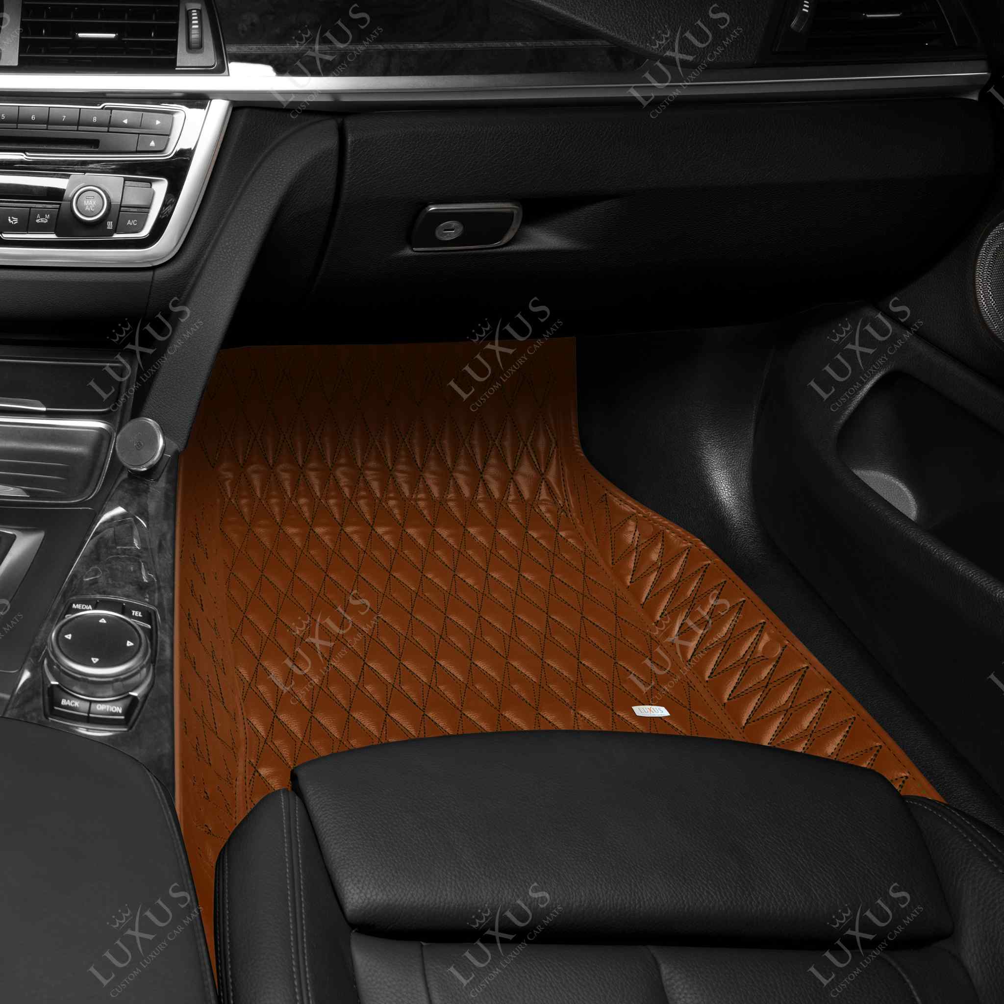 Luxus Premium Twin-Diamond Custom Luxury Car Mats Set | Chocolate Brown