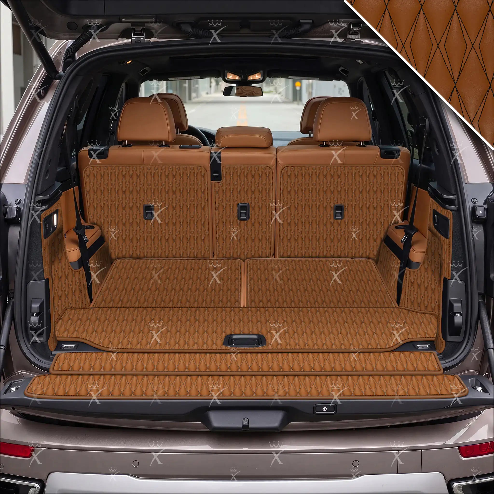 Luxus Car Mats™ - Svart og svart søm 3D luksusskinnstøvel/bagasjematte