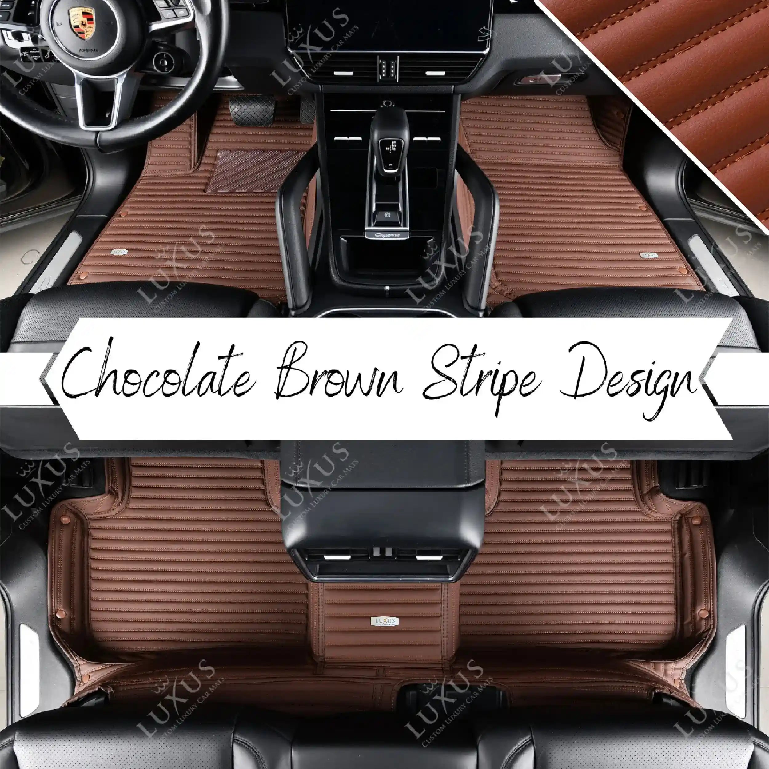 Luxus Premium Stripe Custom Car Mats Set | Chocolate Brown