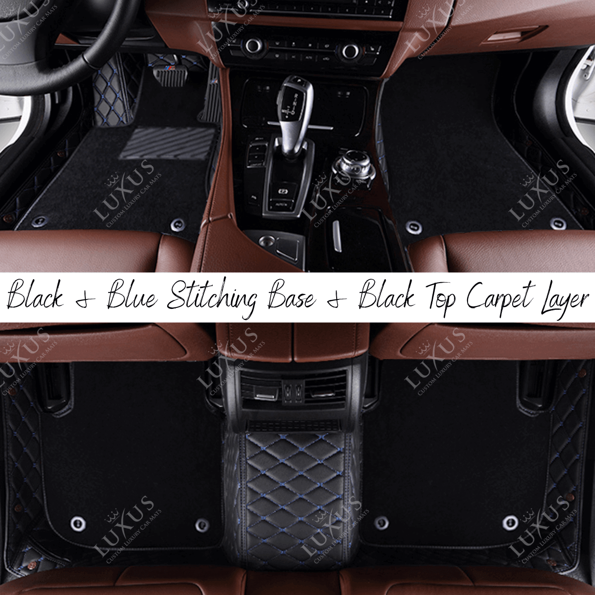 Luxus Car Mats™ - Luxe automattenset met zwarte en blauwe stiksels
