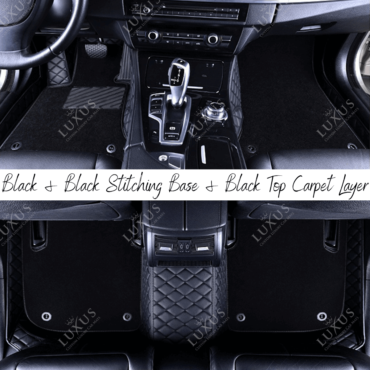 Luxus Car Mats™ - Juego de alfombrillas de lujo con costuras negras y azules