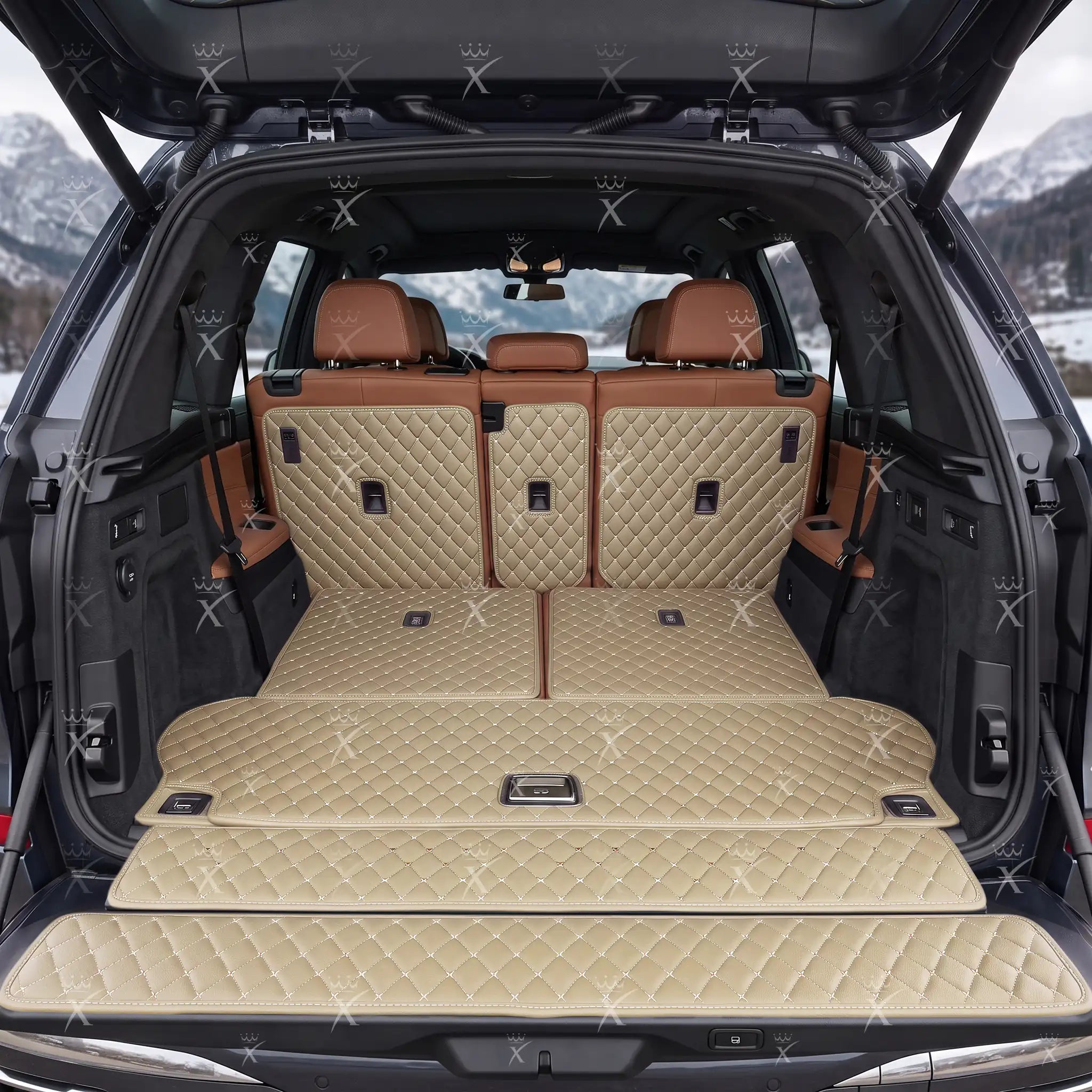 Luxus Car Mats™ - Svart og svart søm 3D luksusskinnstøvel/bagasjematte