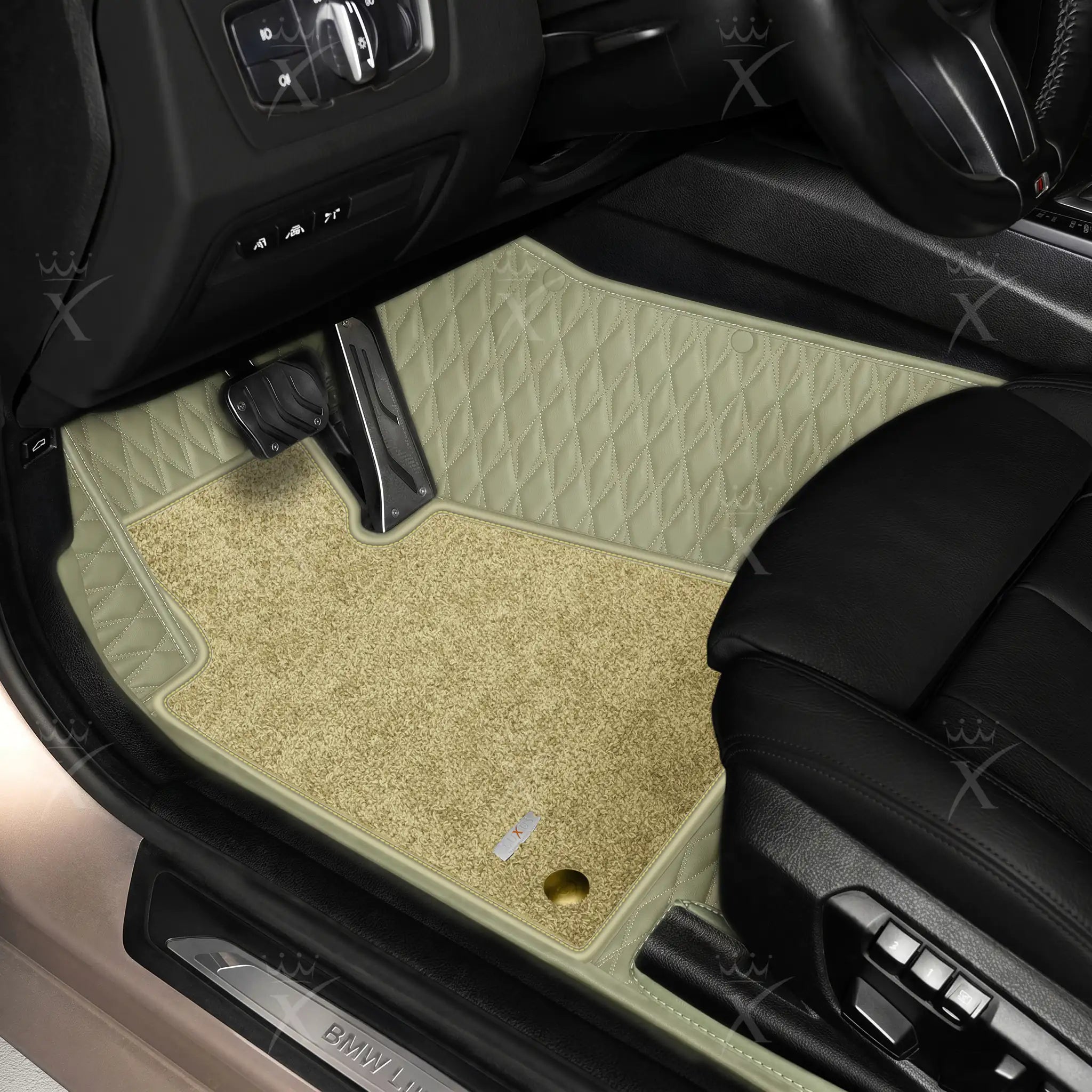 Luxus Twin-Diamond Double Layer Series Floor Mats | Cream Beige & Sahara Stone Top Carpet