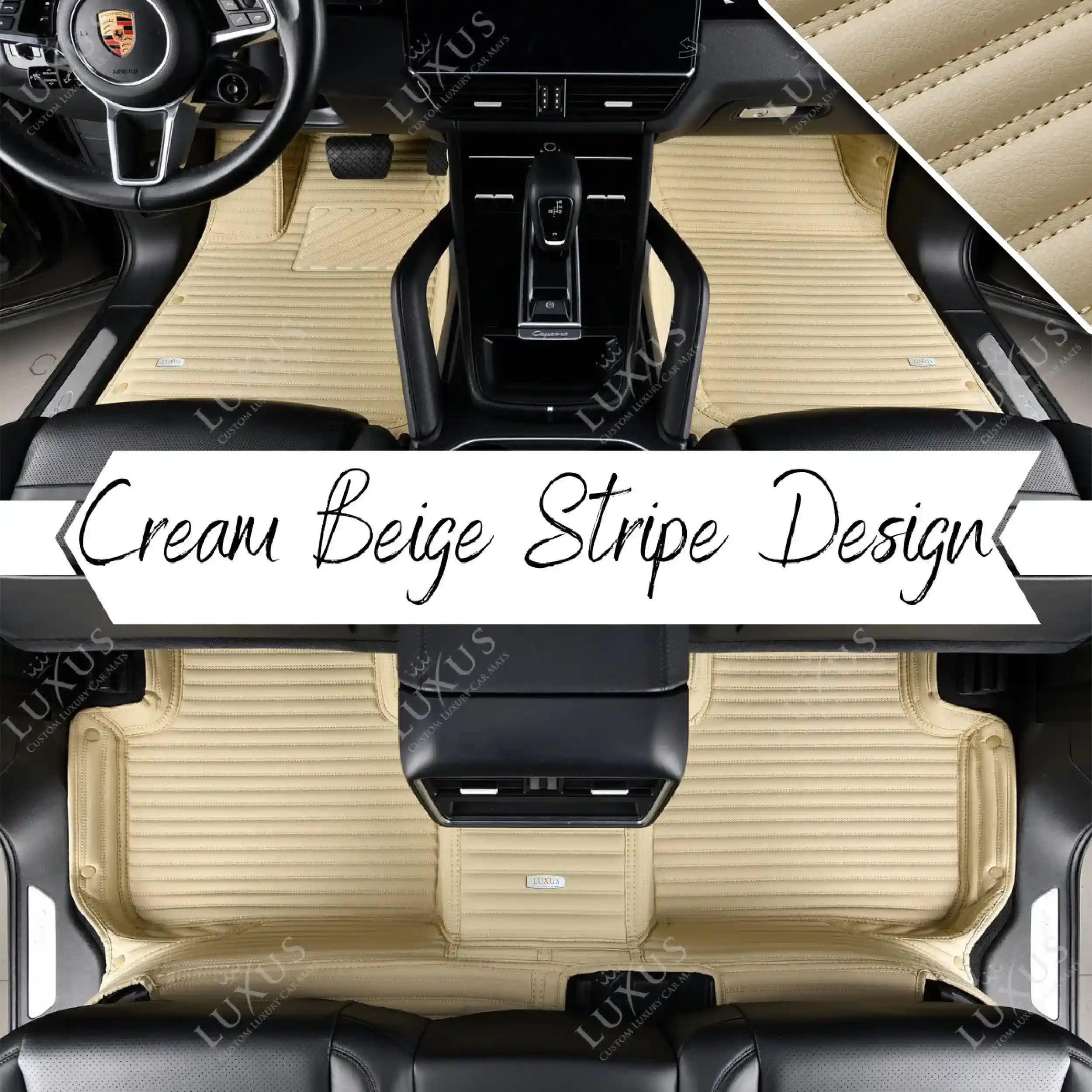 Luxus Premium Stripe Custom Car Mats Set | Cream Beige