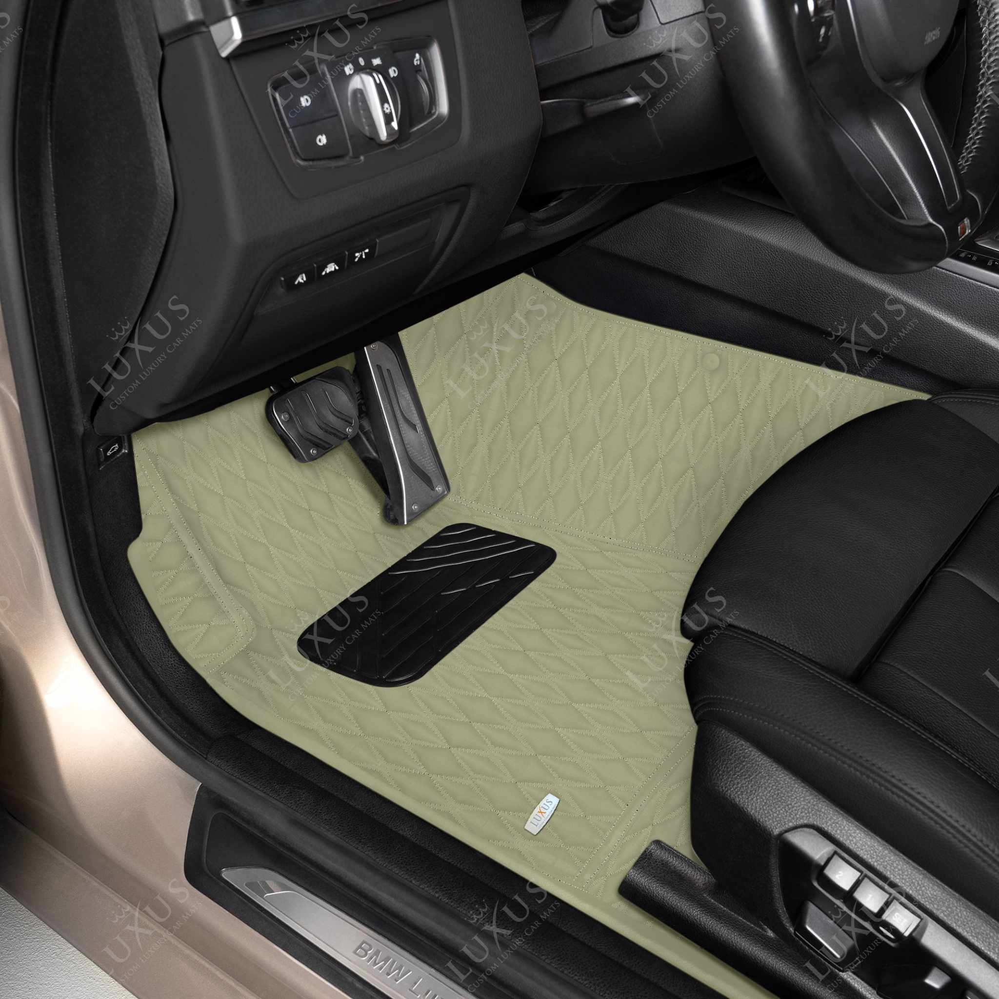 Luxus Premium Twin-Diamond Custom Luxury Car Mats Set | Cream Beige