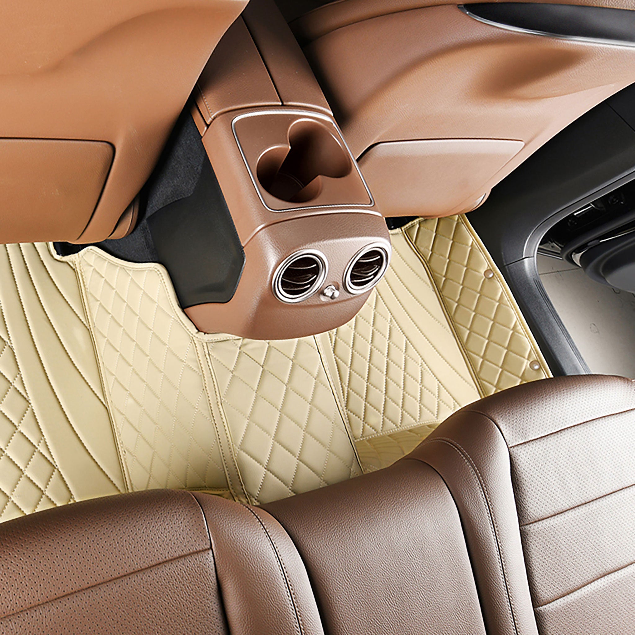 Luxus Car Mats™ - Set di tappetini per auto di lusso con cuciture nere e nere