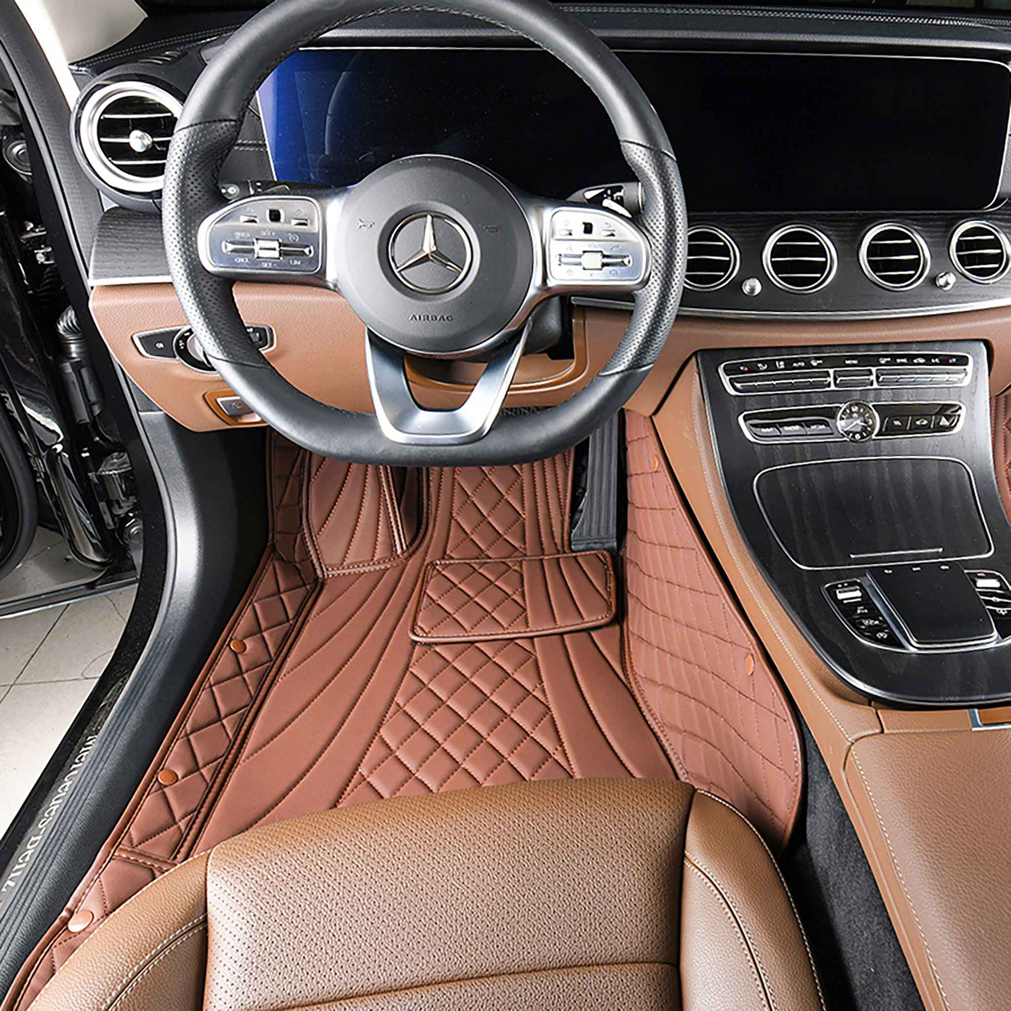 Luxus Car Mats™ - Svart og svart søm Luksus bilmattesett