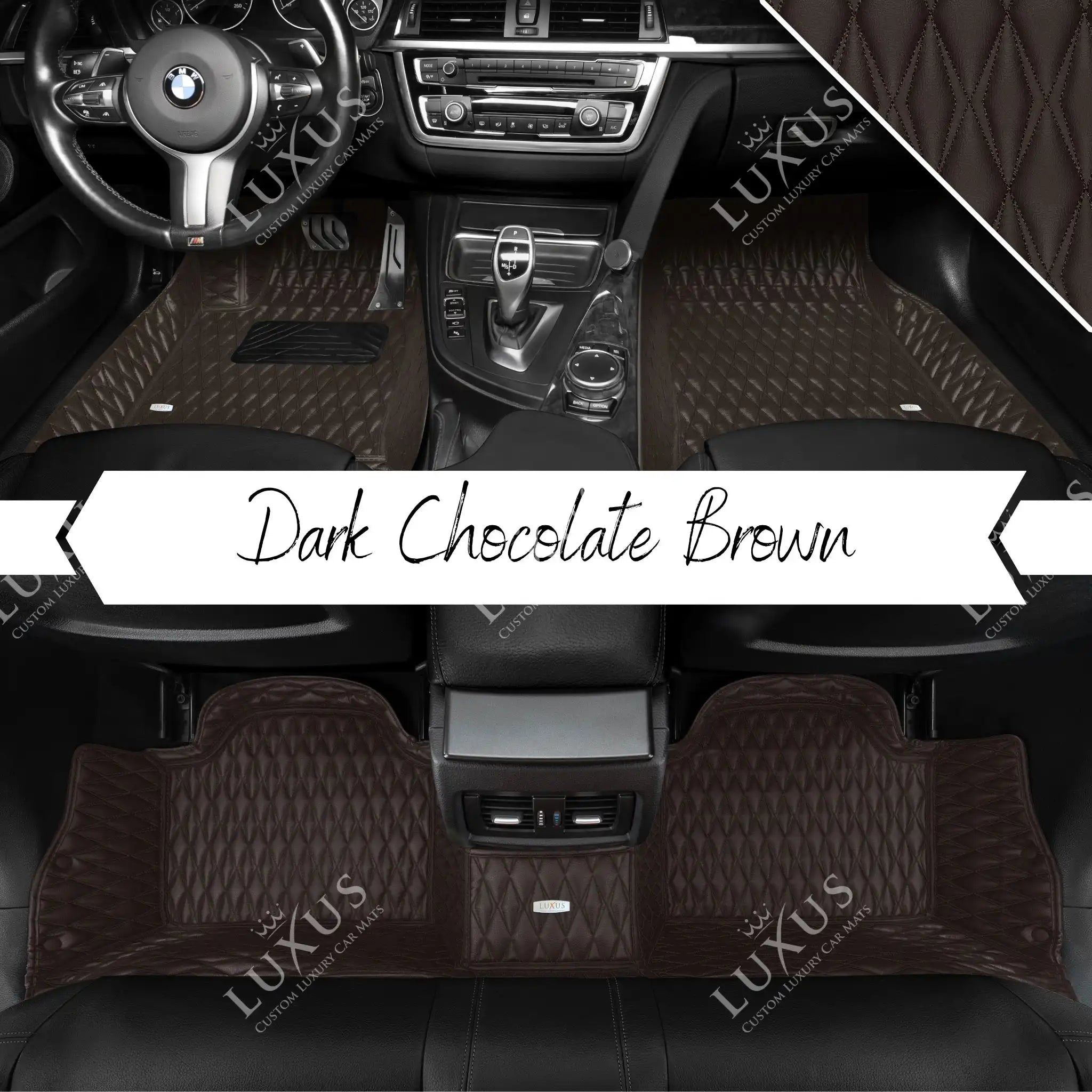 Luxus Premium Twin-Diamond Custom Luxury Car Mats Set | Dark Chocolate Brown