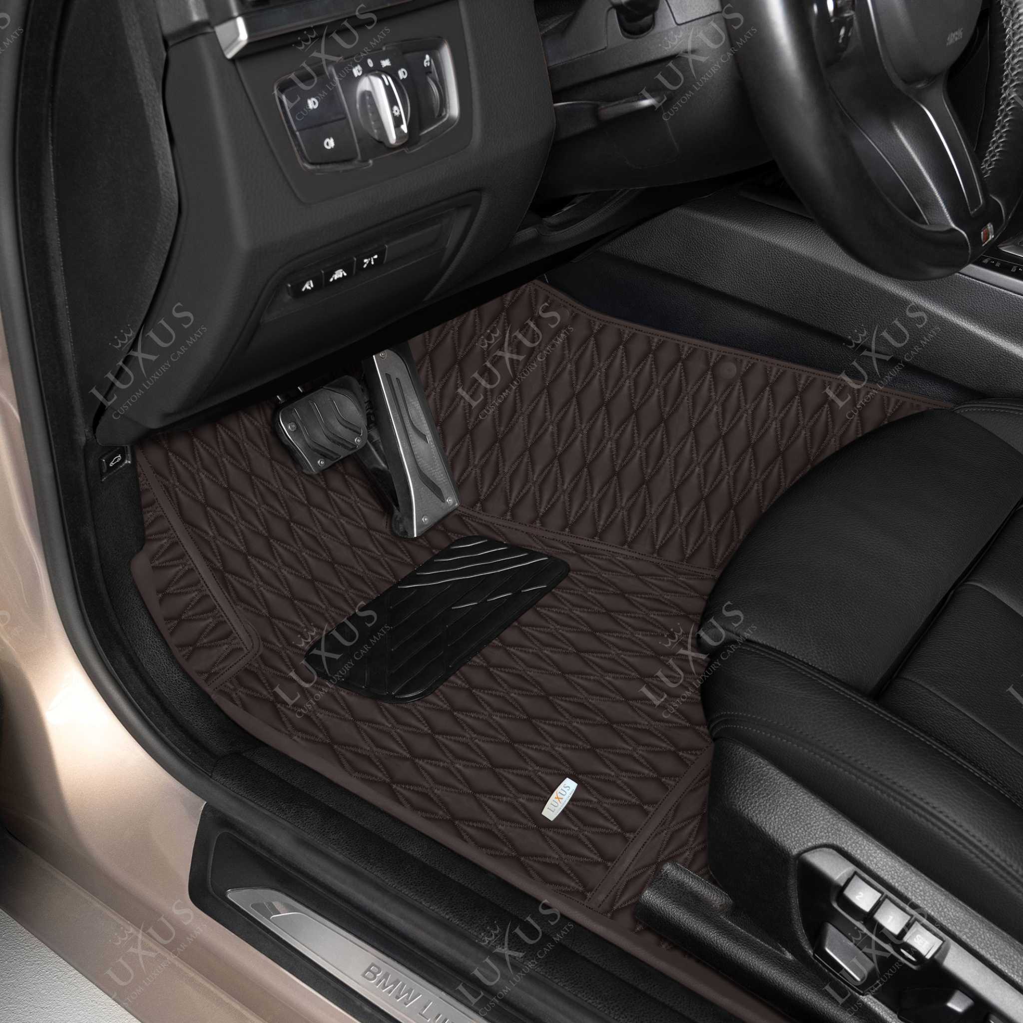Luxus Premium Twin-Diamond Custom Luxury Car Mats Set | Dark Chocolate Brown