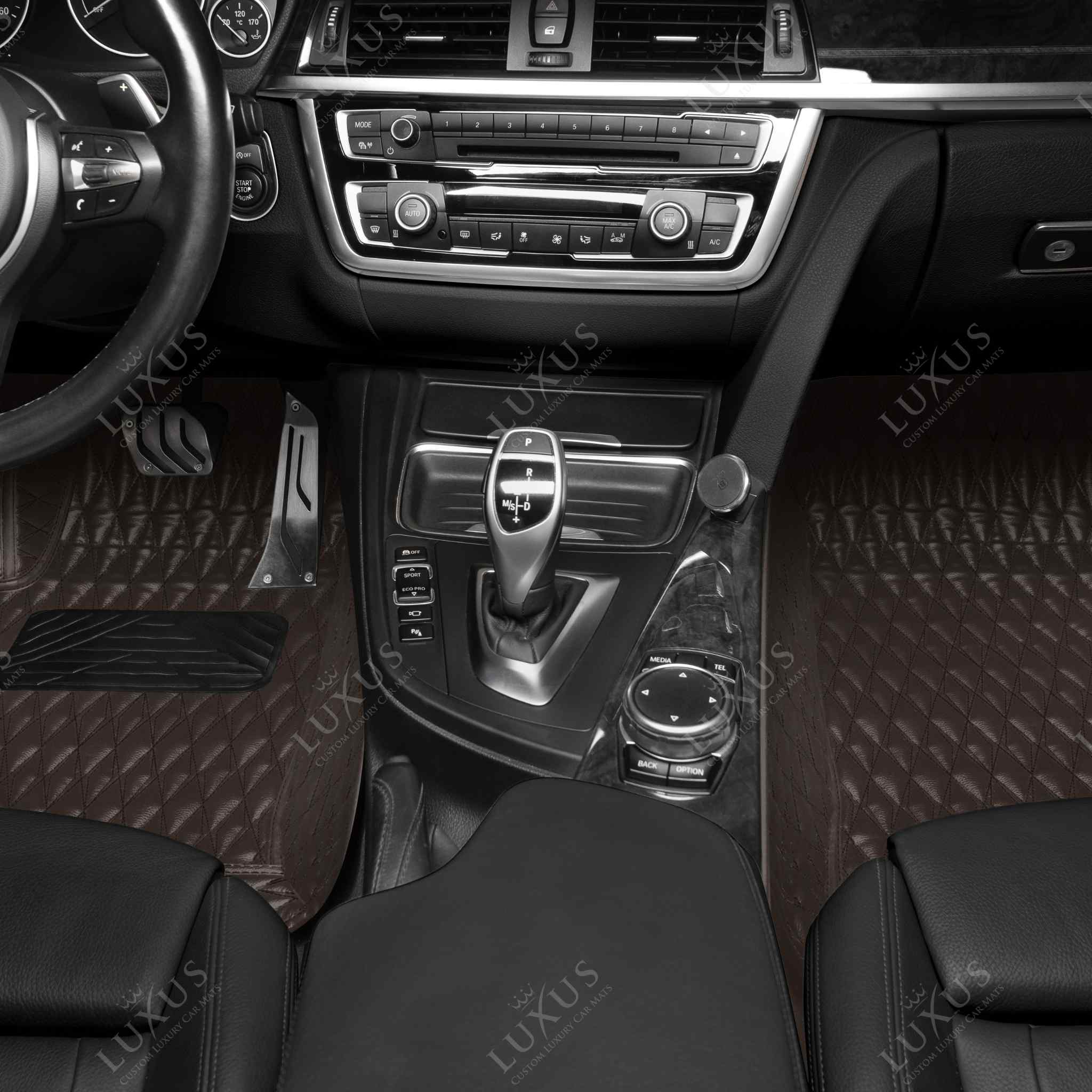 Luxus Premium Twin-Diamond Custom Luxury Car Mats Set | Dark Chocolate Brown