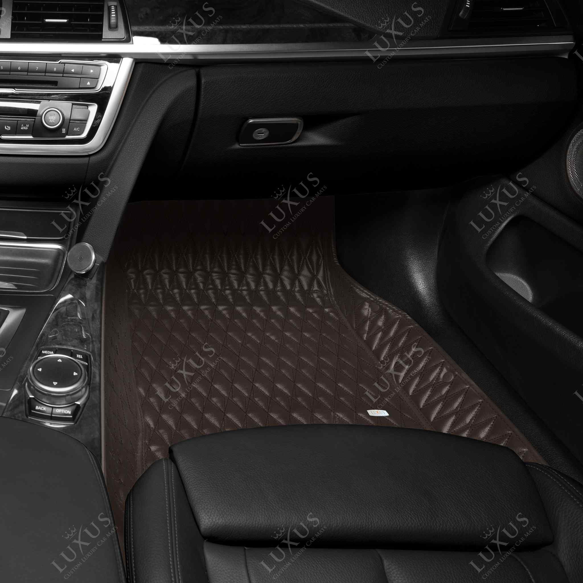 Luxus Premium Twin-Diamond Custom Luxury Car Mats Set | Dark Chocolate Brown