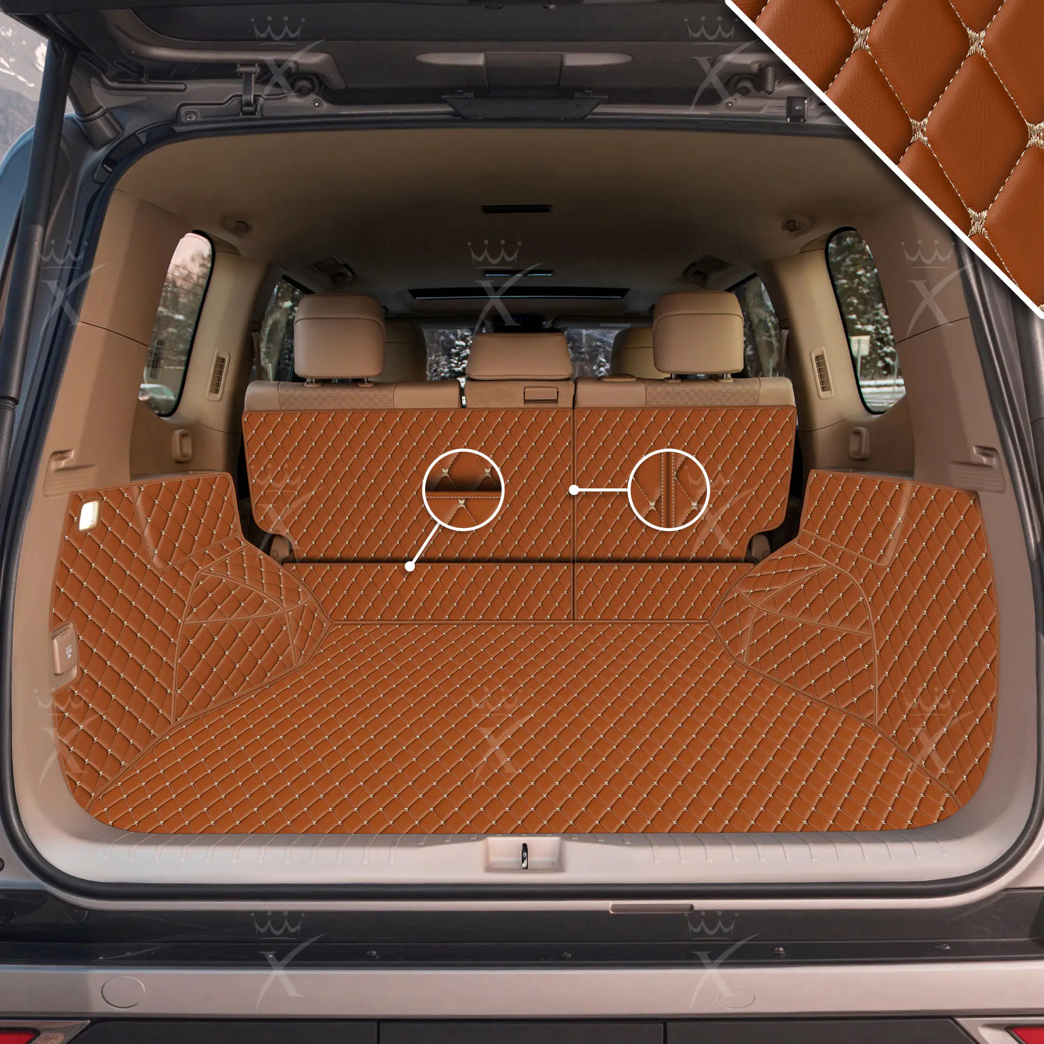 Luxus Car Mats™ - Karamellbrun 3D luksusskinnstøvel/bagasjematte