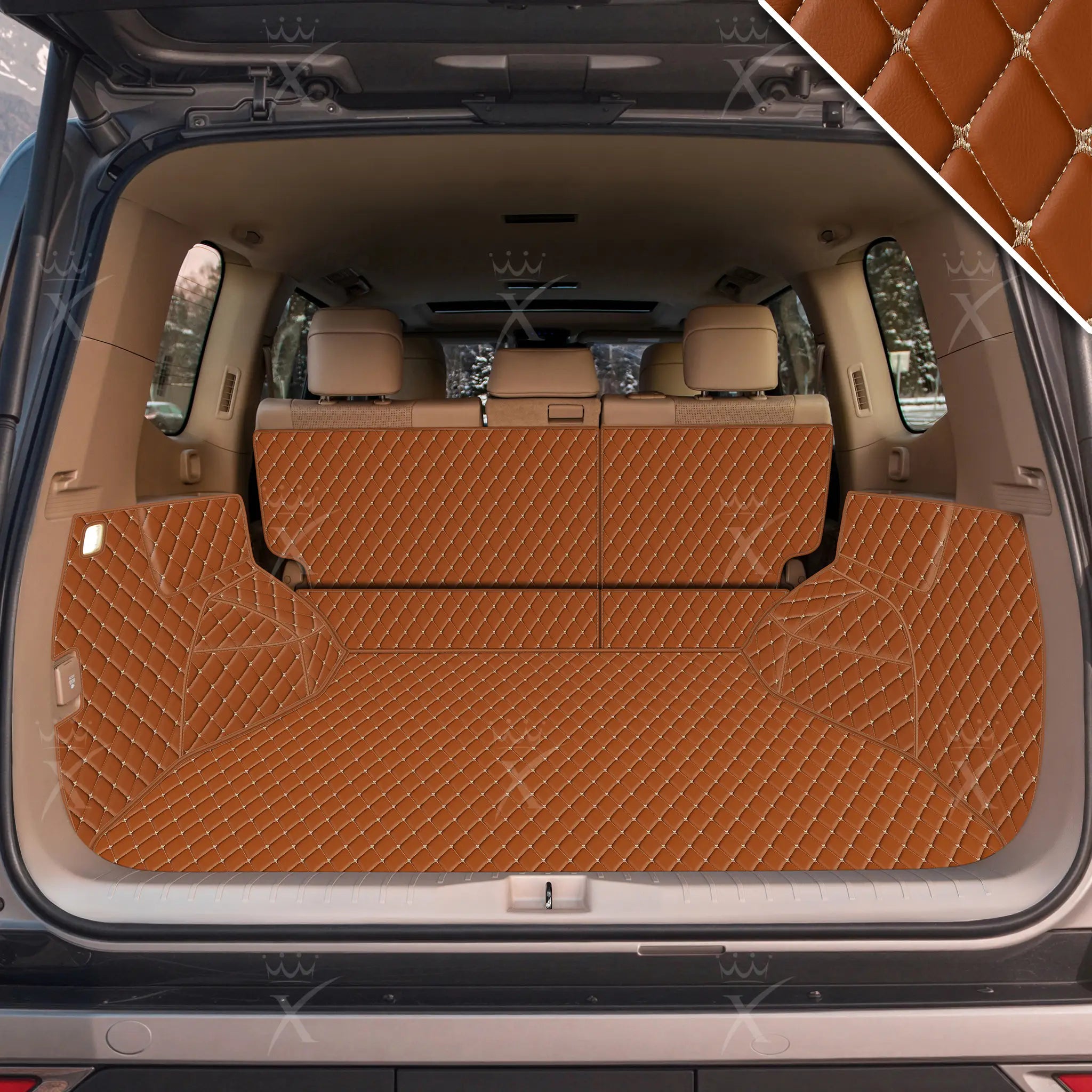Luxus Car Mats™ - Karamellbrun 3D luksusskinnstøvel/bagasjematte