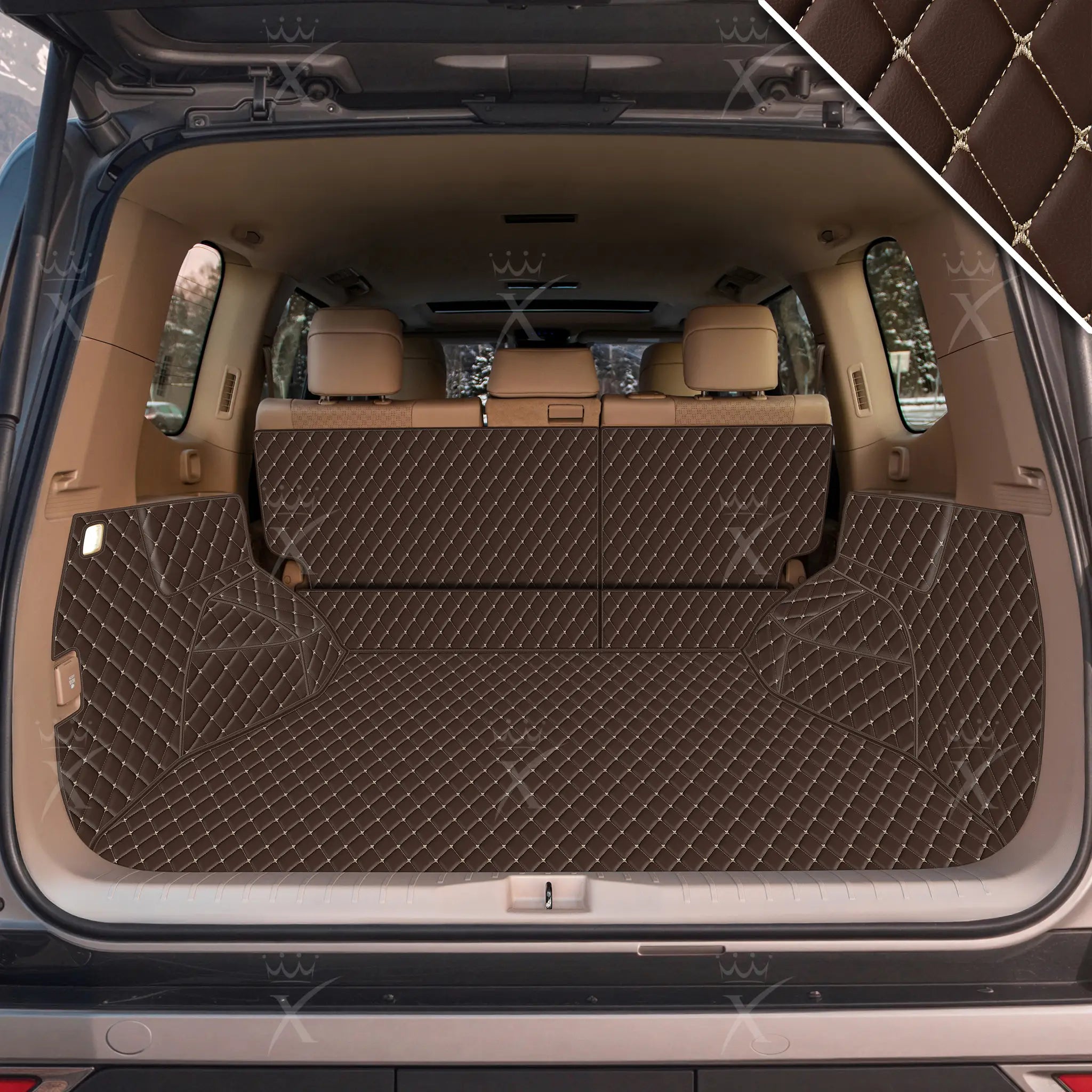 Luxus Car Mats™ - Sjokoladebrun 3D luksusskinnstøvel/bagasjematte
